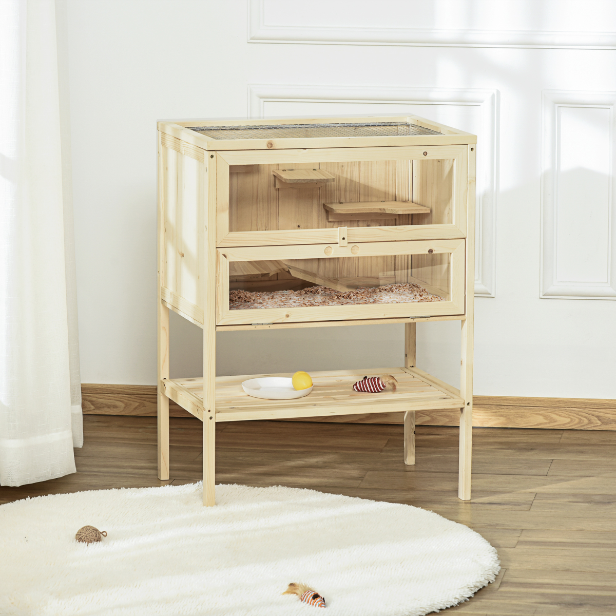 Hamster Cage House Pet Play Exercise 3 Tiers Mouse Wooden Fir Small Animals - from Unbranded
