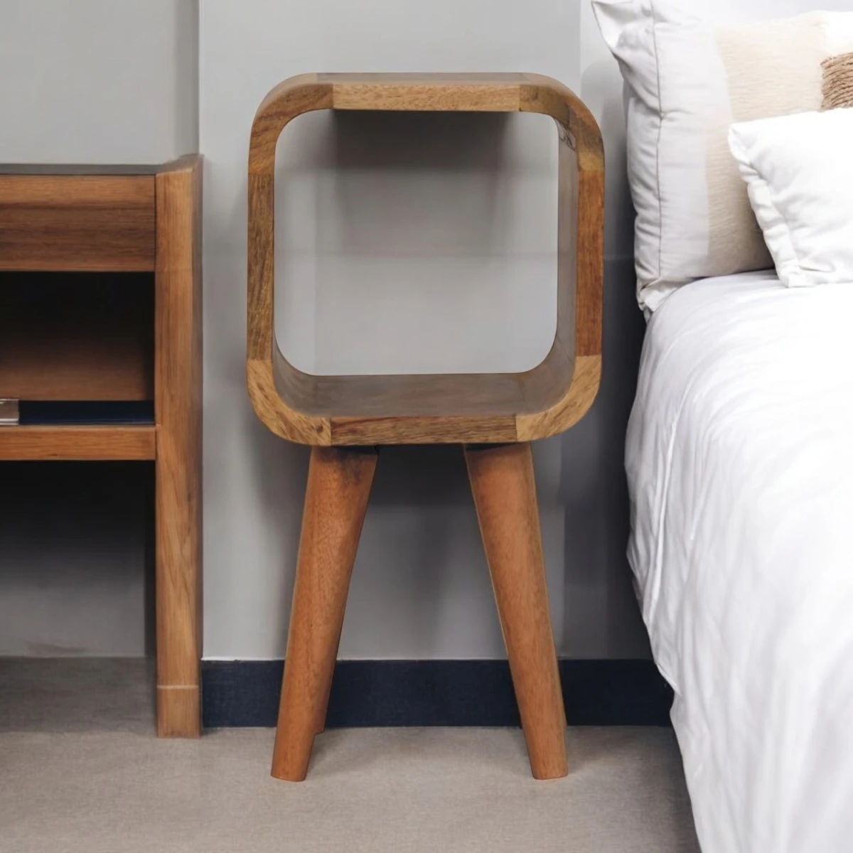 Artisan Furniture Artisan Bedside Table Mini Open Curve Mango Wood - Bedside Table