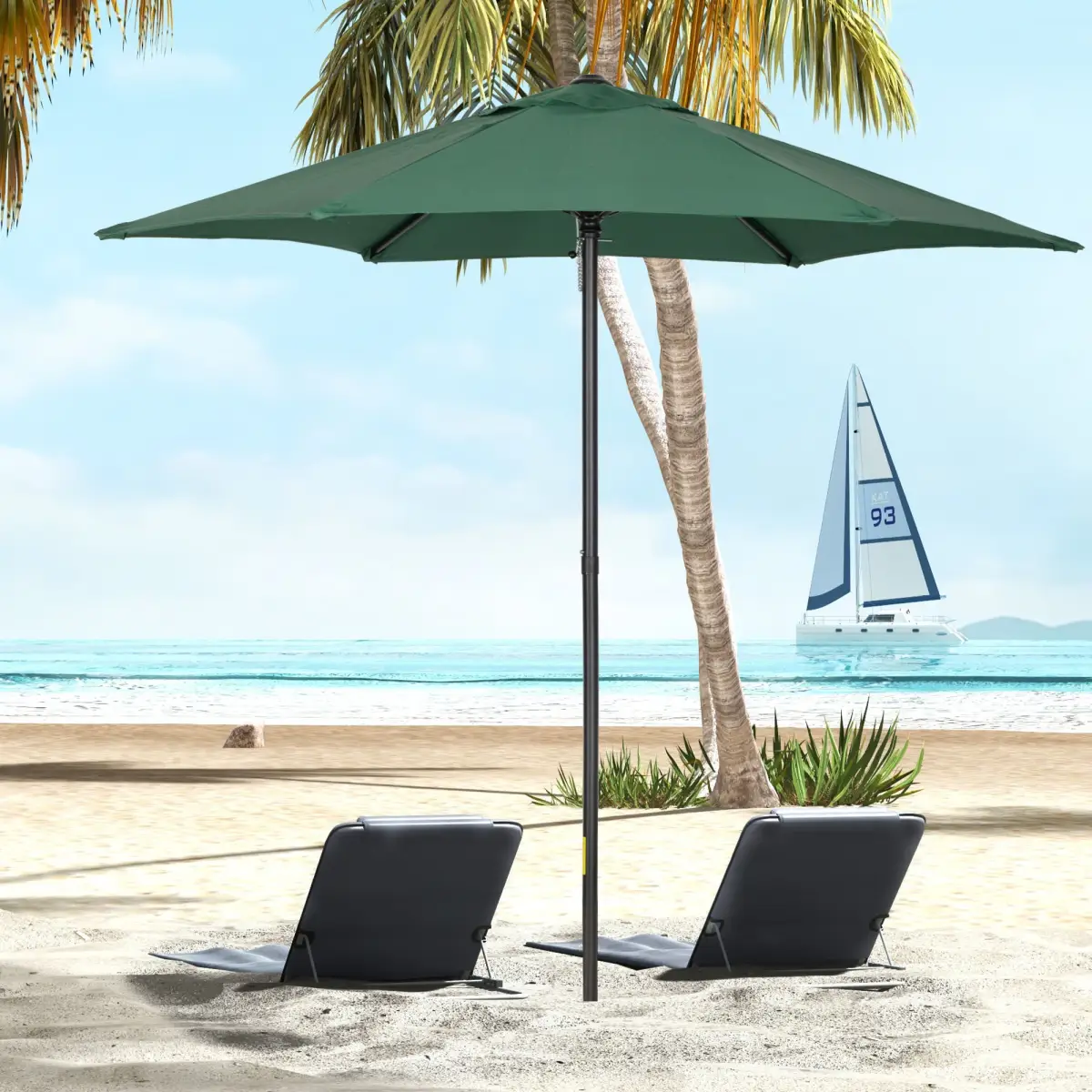 Outsunny 1.96m Parasol Patio Umbrella, Green - Parasol