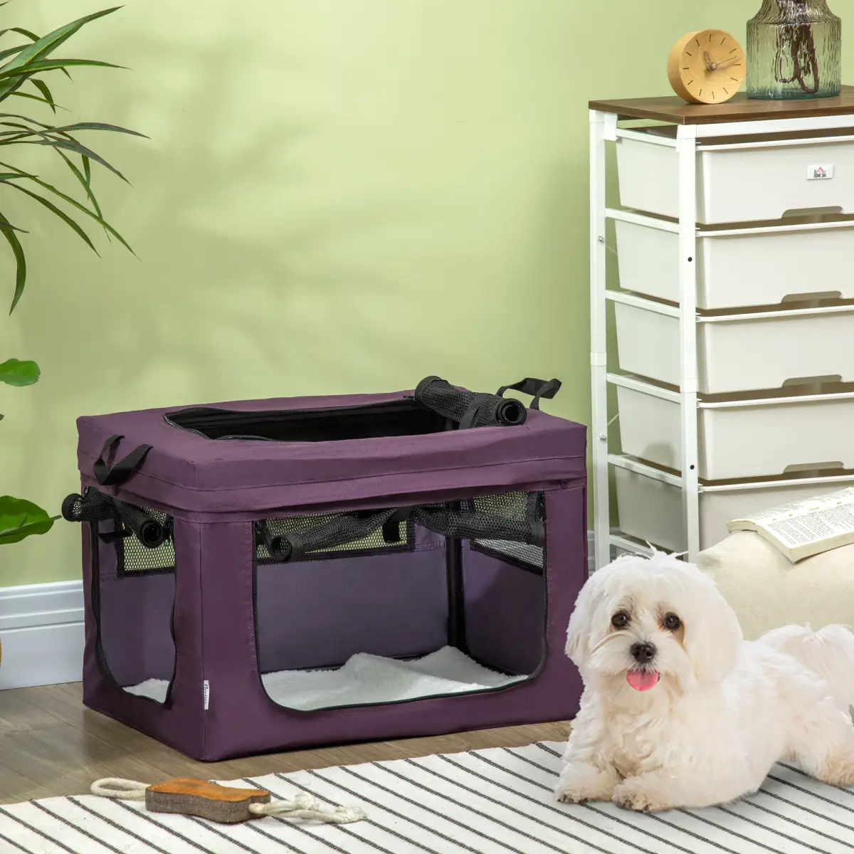 Unbranded 60cm Foldable Pet Carrier Cat Bag w/ Cushion, for Miniature Dogs - Purple - Pet Carrier