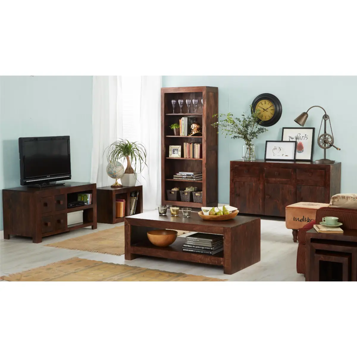 Indian Hub Toko Dark Mango Nest Of 3 Tables - Nest of Tables
