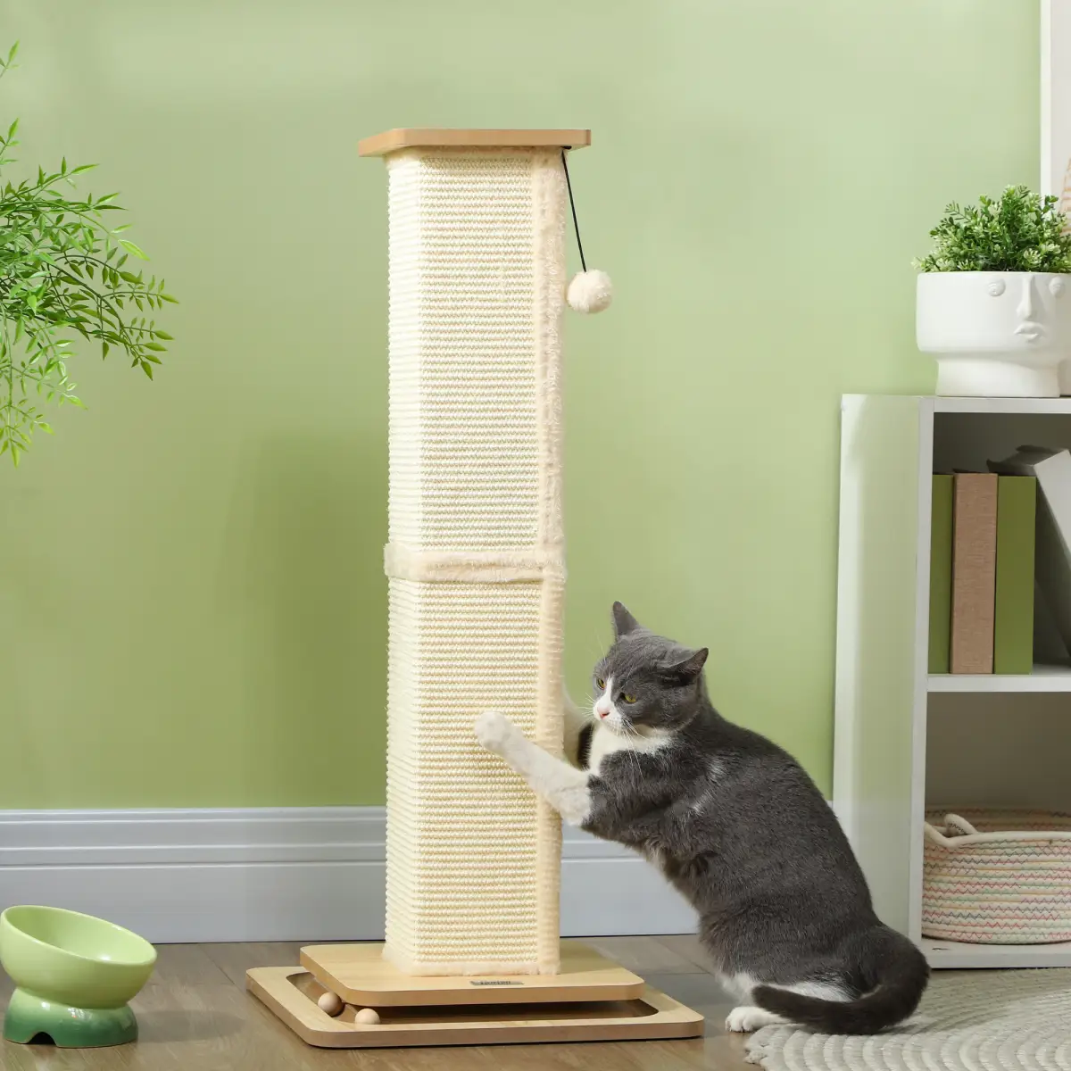PawHut PawHut 87cm Cat Scratching Post 3 in 1 Cat Scratcher w/ Track Ball Toy - Cat Tree