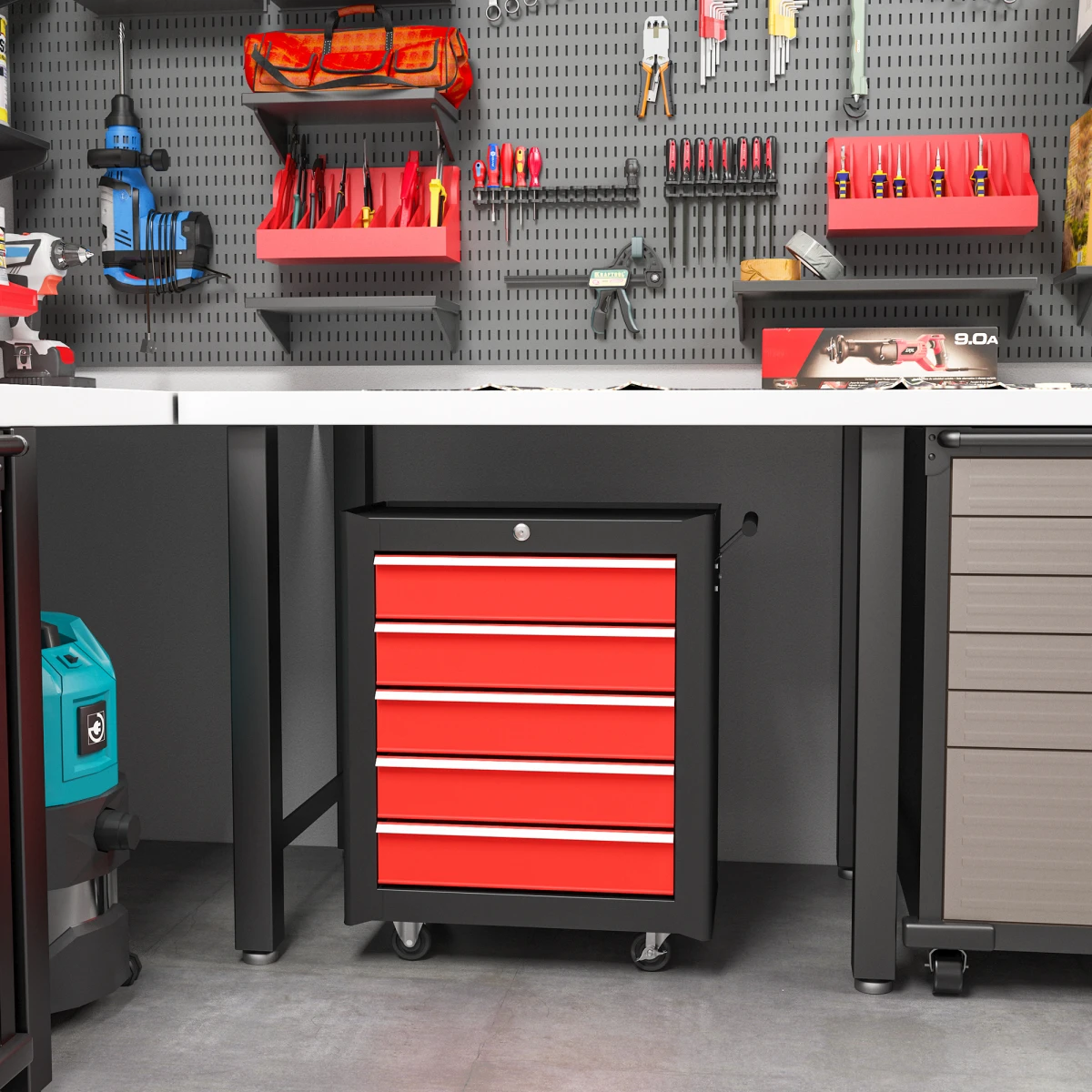 HOMCOM Tool Chest 5 Drawer Lockable Garage by HOMCOM