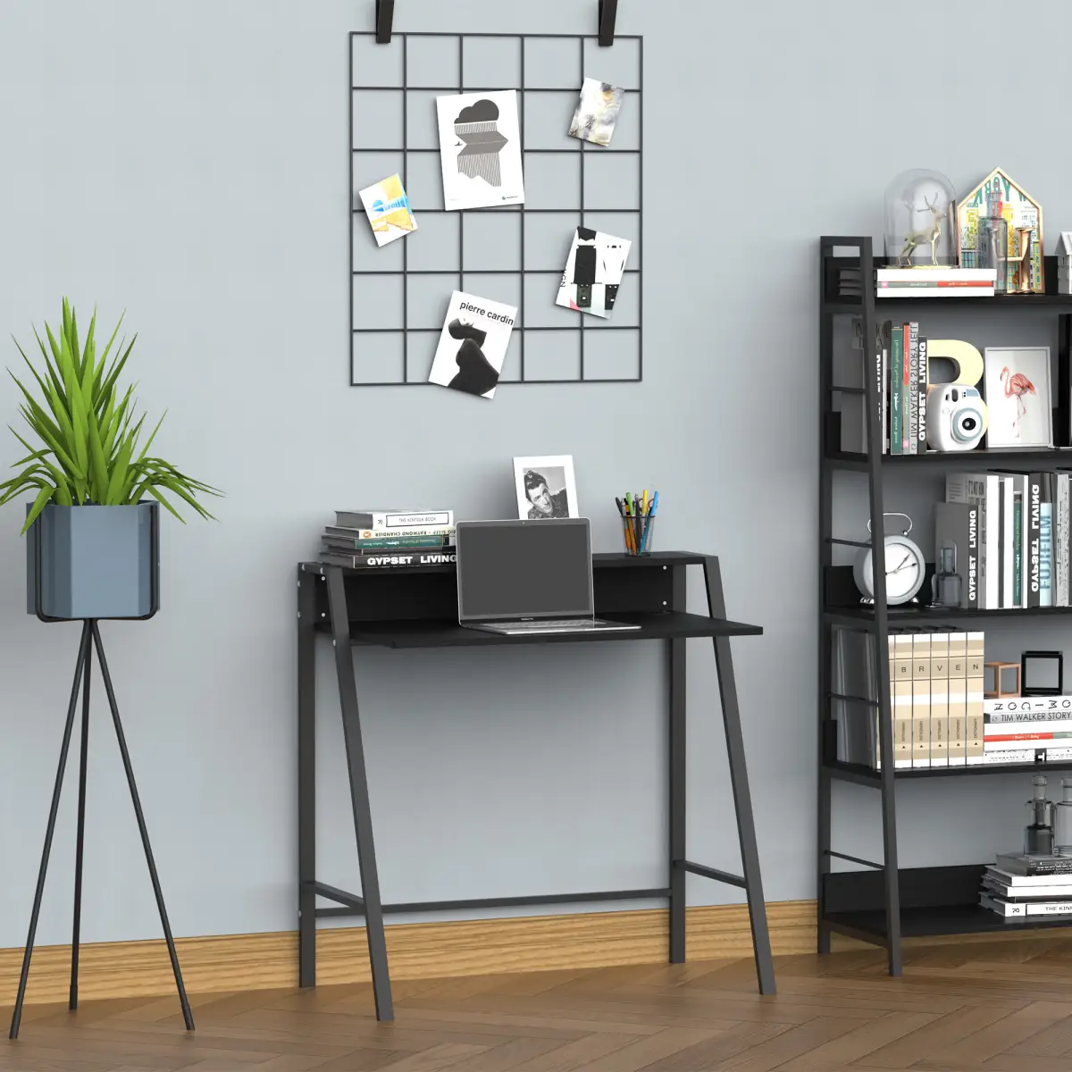 HOMCOM Computer Desk with Upper Storage Shelf, Stylish Indoor Decor 85cm - Desk