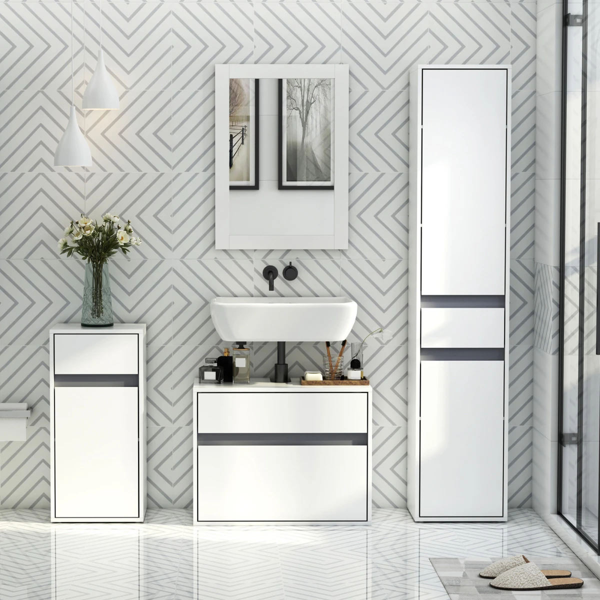 Homcom Modern Storage Cabinet Slim Drawer Bathroom - Chest of Drawers