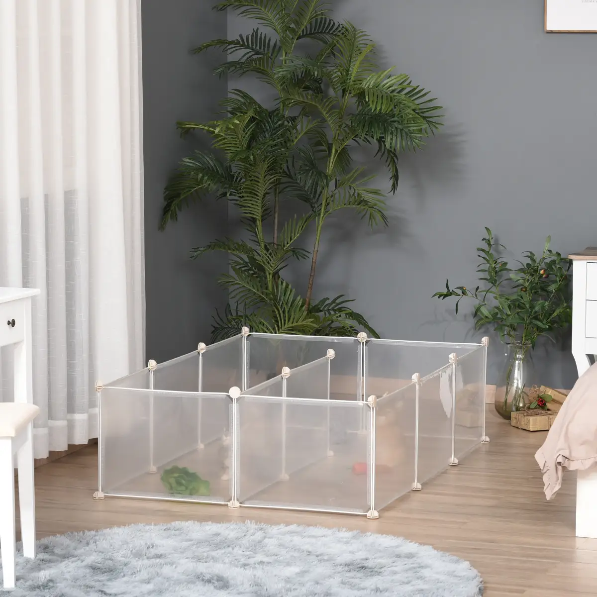 Pet Playpen DIY Small Animal Cage 12 Panels for Bunny Chinchilla Pawhut - Pet Playpen
