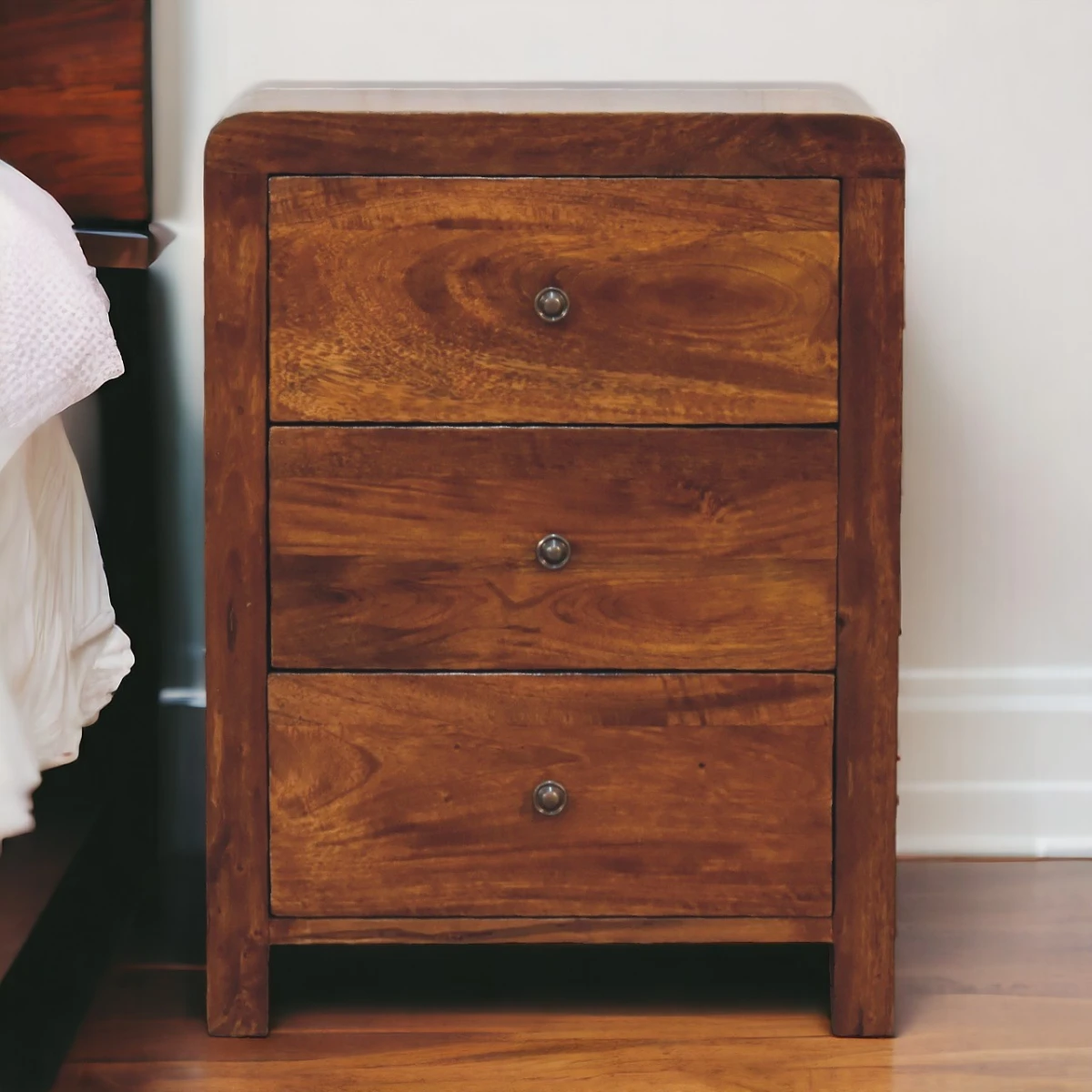 Artisan Furniture Artisan Bedside 3-Drawer Brass Knobs Bedroom - Bedside Table