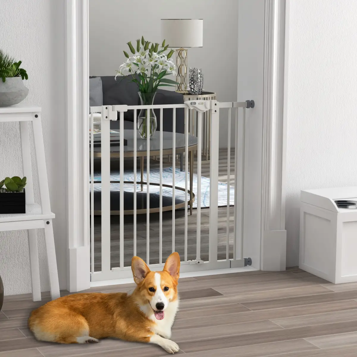 PawHut PawHut Adjustable Safety Gate w/ 1 Extensions and Four Adjustable Screws, White - Pet Gate
