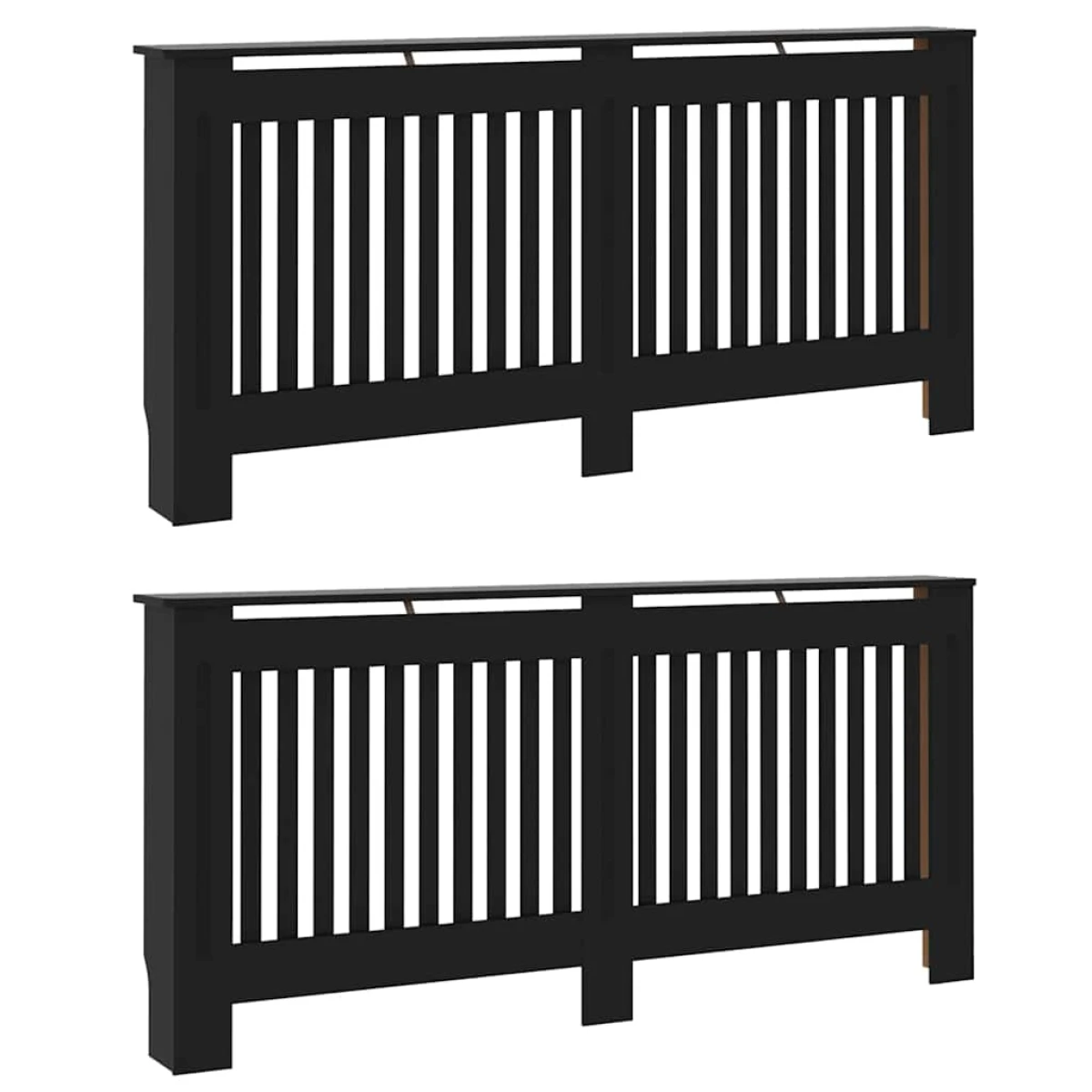 vidaXL VidaXL Radiator Cover 172 x 19 x 81.5 cm Black Two Piece Engineered Wood Modern Living Room - Radiator