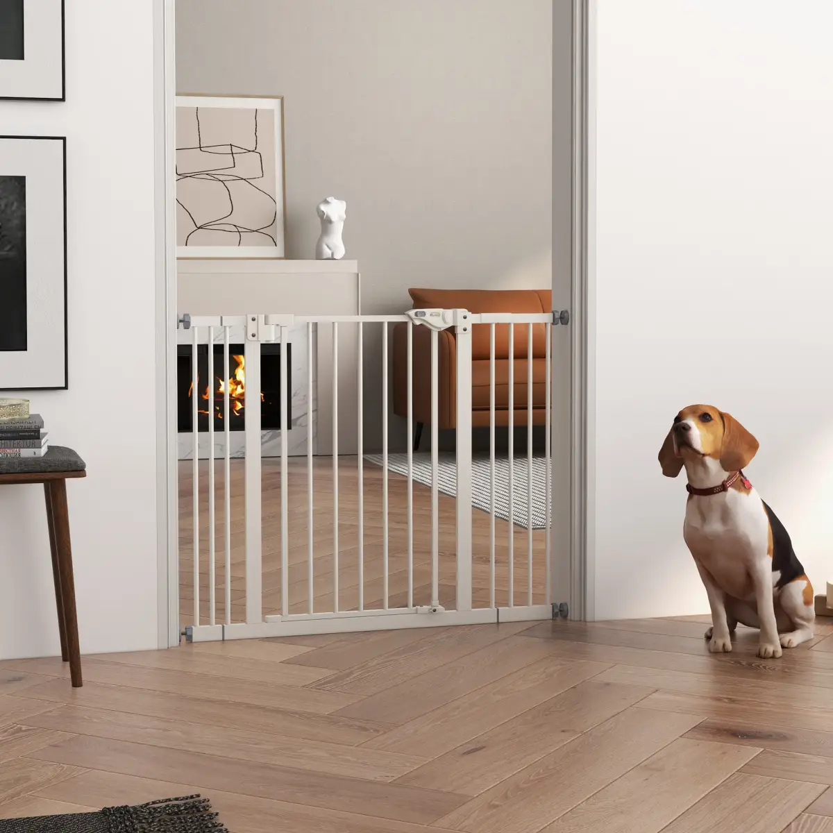 PawHut PawHut Adjustable Safety Gate w/ 2 Extensions and Four Adjustable Screws, White - Pet Gate
