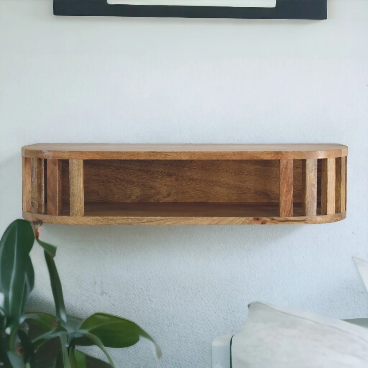 Artisan Furniture Ariella Floating Console Table Solid Mango Wood Open Shelf Japanese Design Living Room by Artisan Furniture