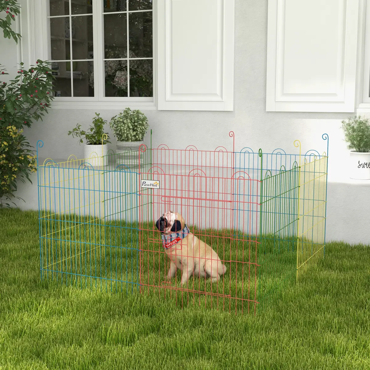 PawHut PawHut Pet Playpen Dog Puppy Crate Kennel w/ Door, 60H x Φ156cm - Pet Playpen