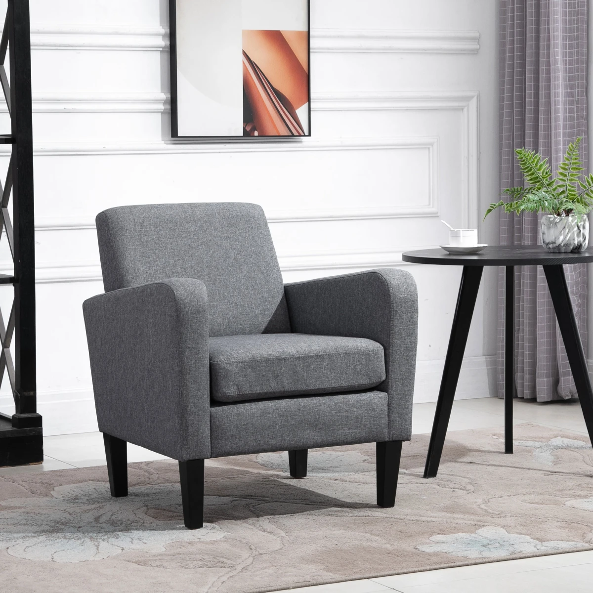 Premium Linen Armchair Compact Curved Arms For Living Room by HOMCOM