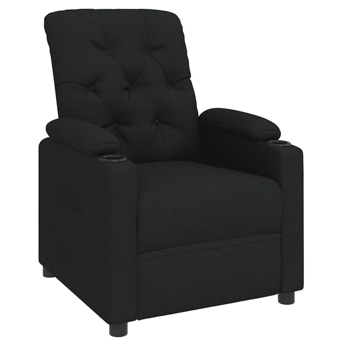 VidaXL Black Fabric Recliner Chair Small Cushioned Armrests by vidaXL