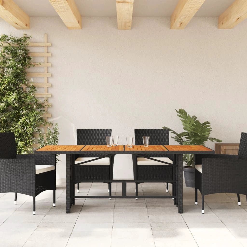 vidaXL Garden Table with Acacia Wood Top Grey 190x80x75 cm Poly Rattan by vidaXL