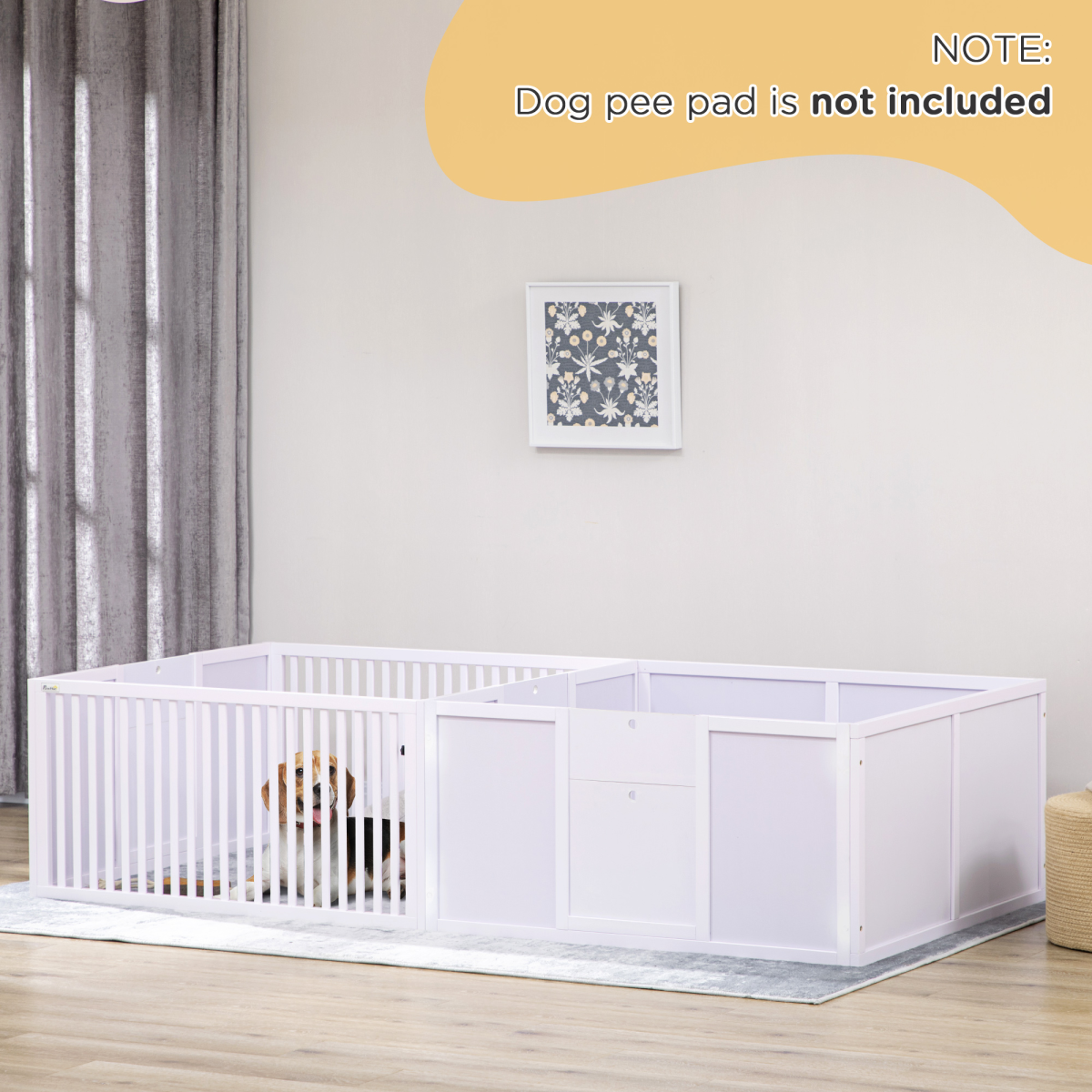 7 Panels Puppy Pen for Indoors, with Three Doors, Two-Room Design - from PawHut