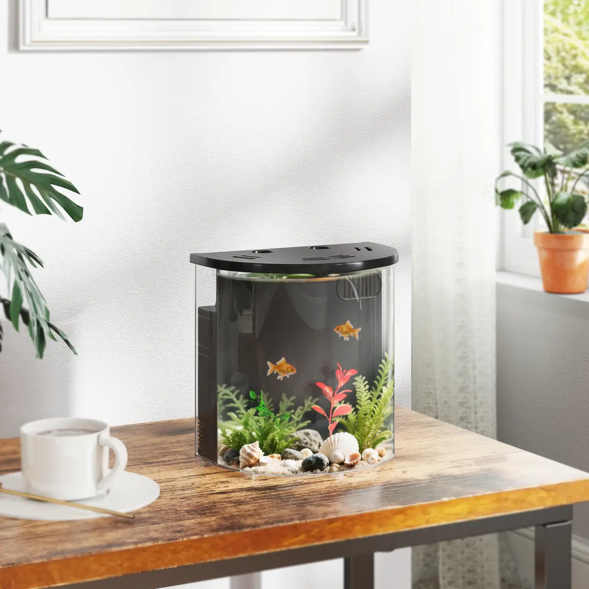 PawHut PawHut Fish Tank, 3L Nano Aquarium Starter Kit with Filter System, LED Light - Aquariums