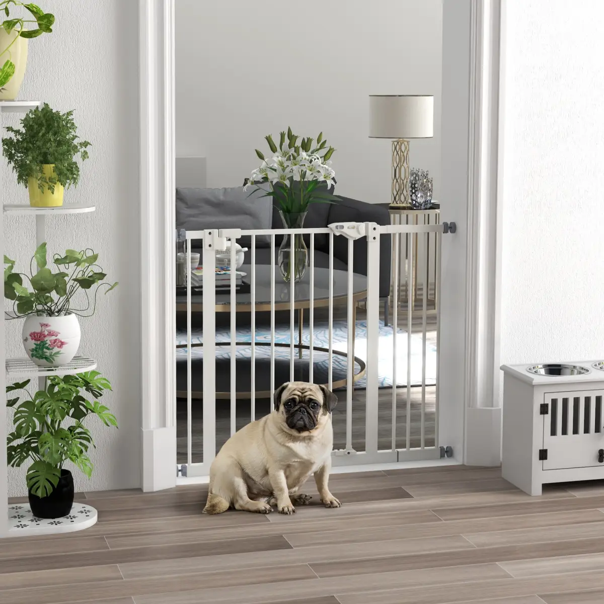 PawHut PawHut Adjustable Safety Gate w/ 1 Extensions and Four Adjustable Screws, White - Pet Gate
