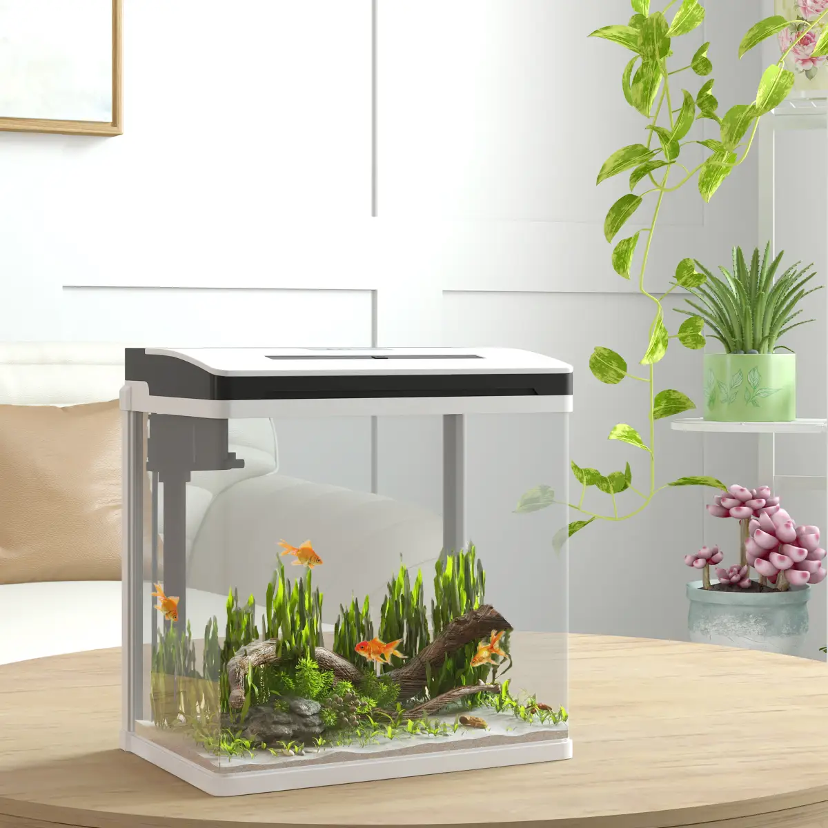 PawHut PawHut Aquarium 13L Glass Fish Tank w/ Filter, LED Lighting, Water Pump - Aquariums