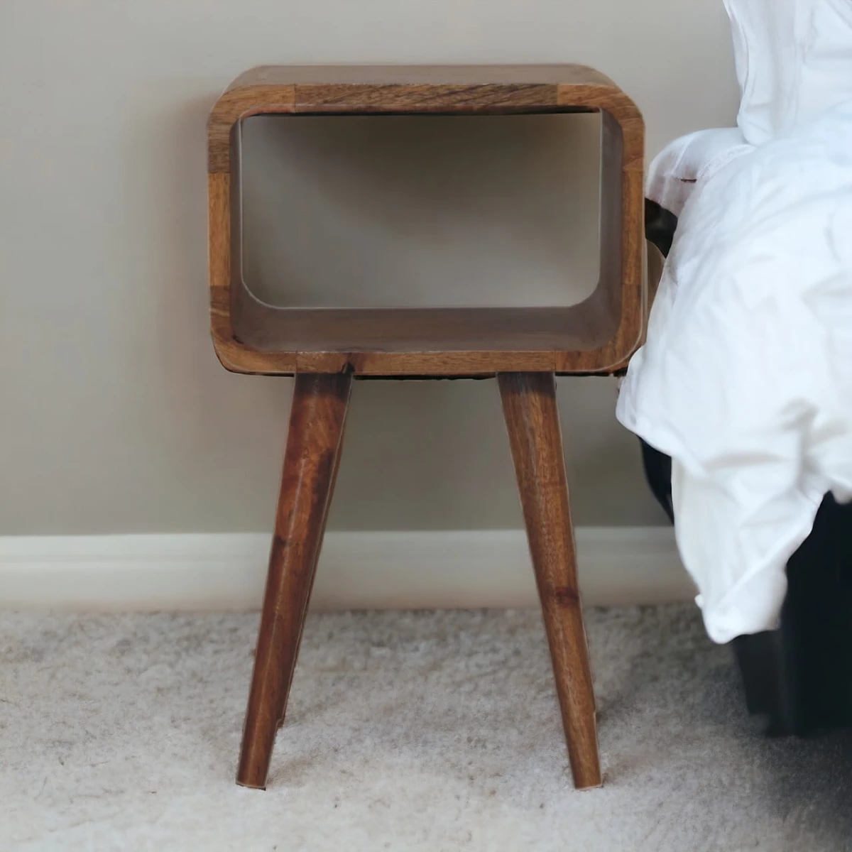 Artisan Furniture Artisan Mini Bedside Table Curved Open Mango Wood - Bedside Table
