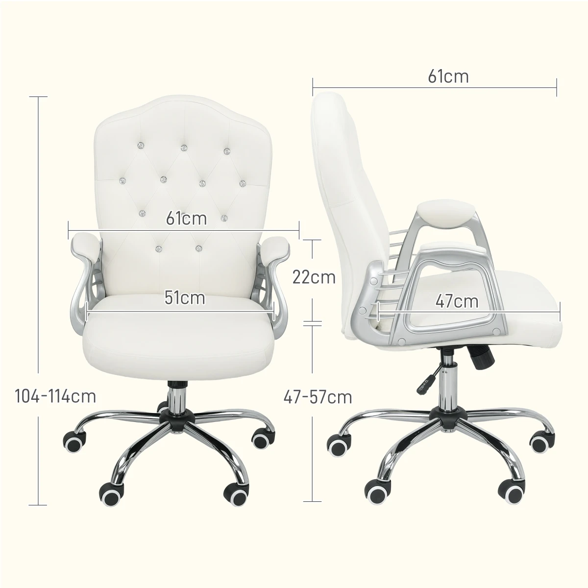 Lux Office Chair 47-57cm Diamond Cushioned Home by N/A