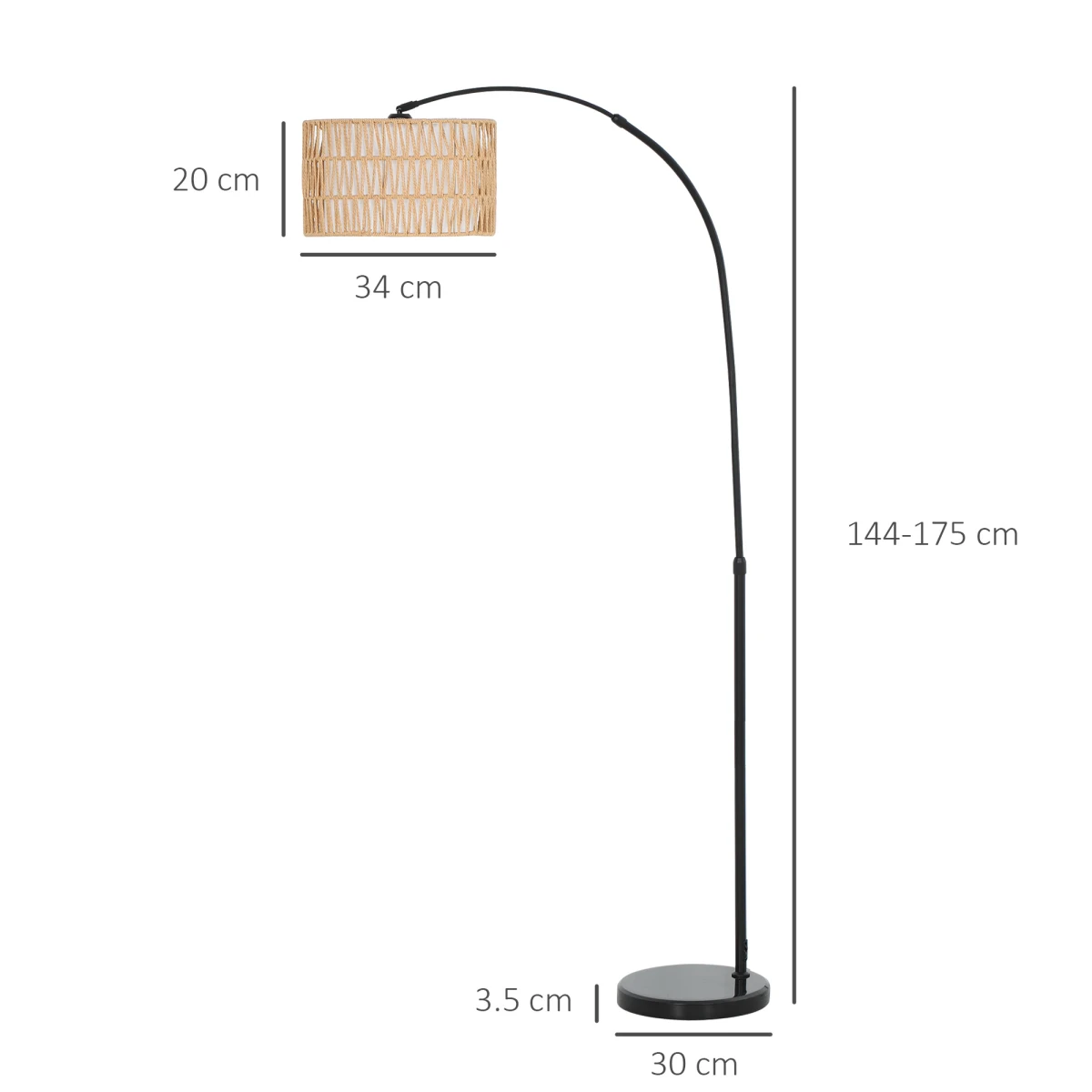 Premium Floor Lamp With Adjustable Height Lantern Shade Hemp Rope Marble Base Foot Switch For Living Room by N/A