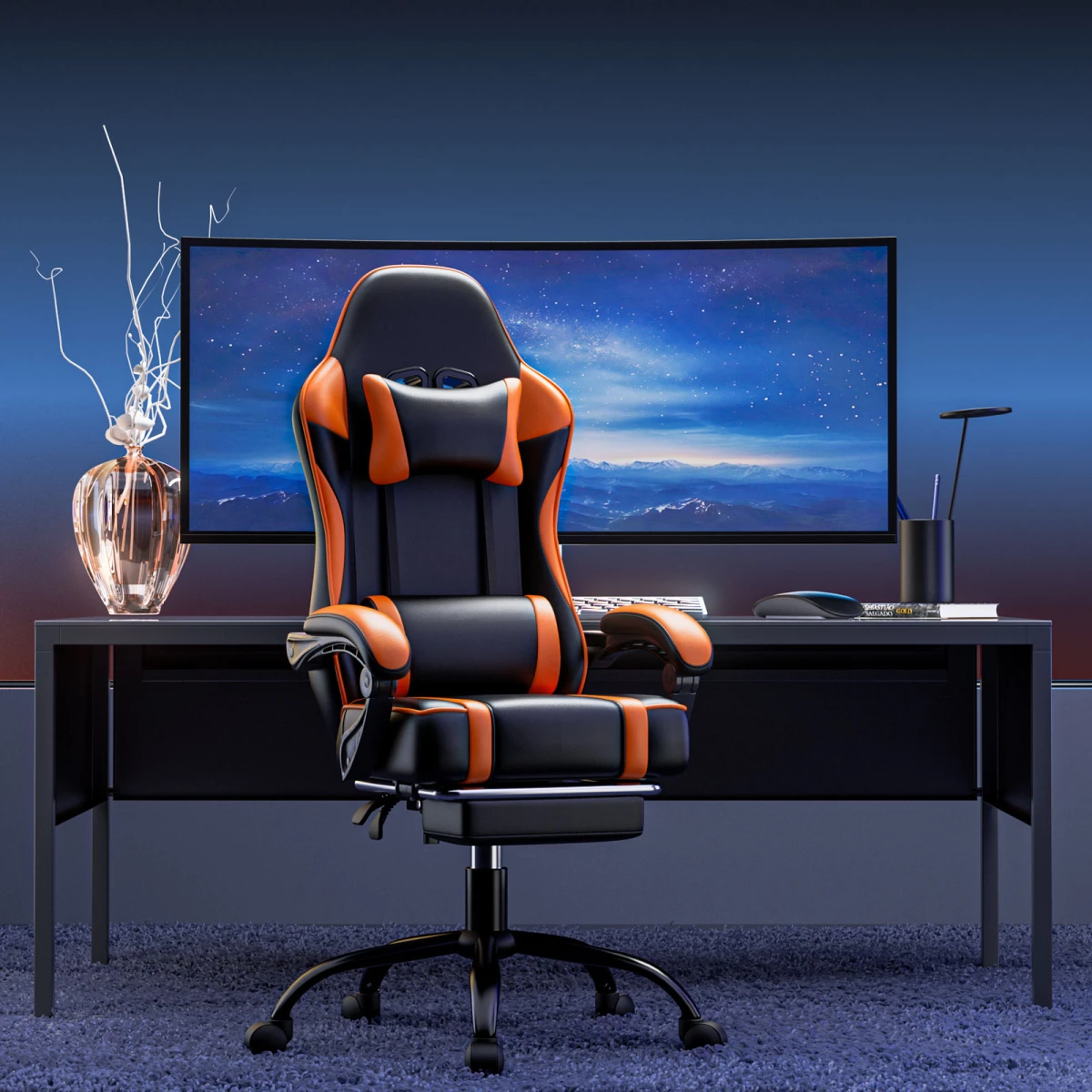 N/A Premium Gaming Chair Height Adjustable With Footrest Gamer - Office Chair