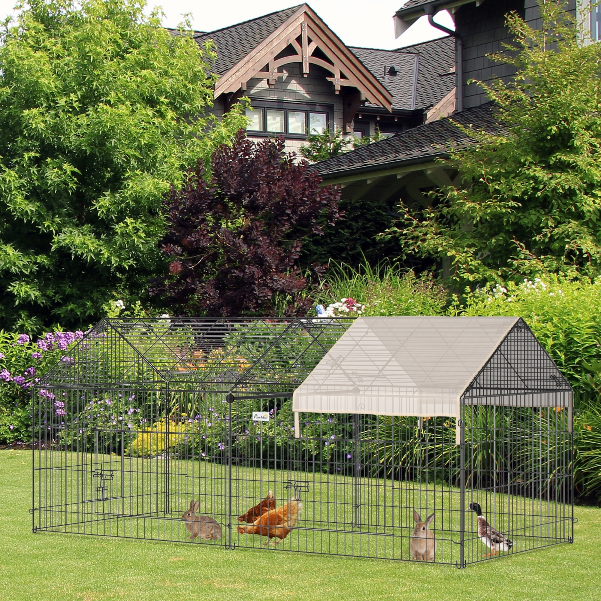 Outdoor Pet Shelter - Spacious Design and Weather Protection - Portable Cage - from PawHut