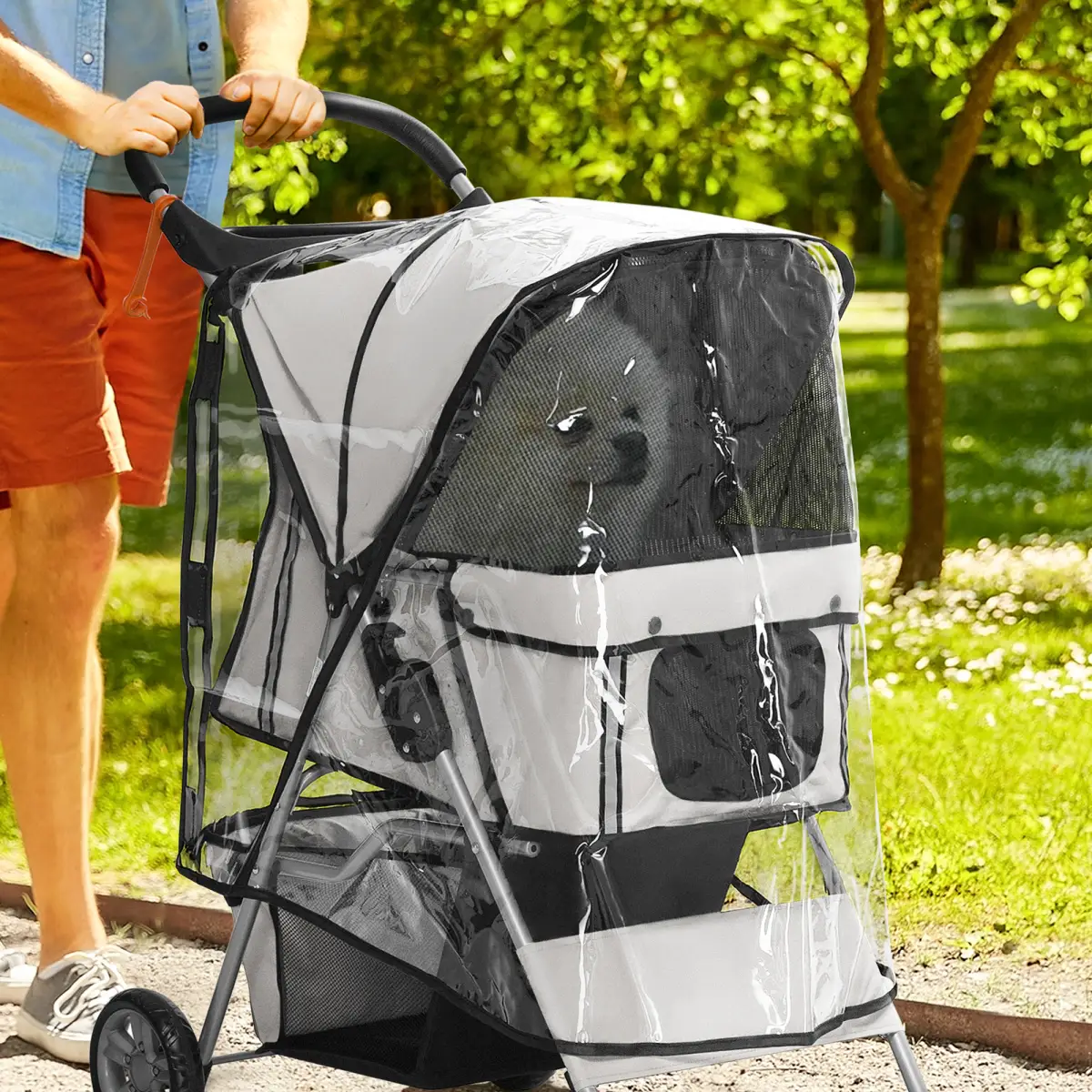 PawHut PawHut Dog Stroller Rain Cover w/ Rear Entry, Cover, for Dog Pram - Pet Carrier