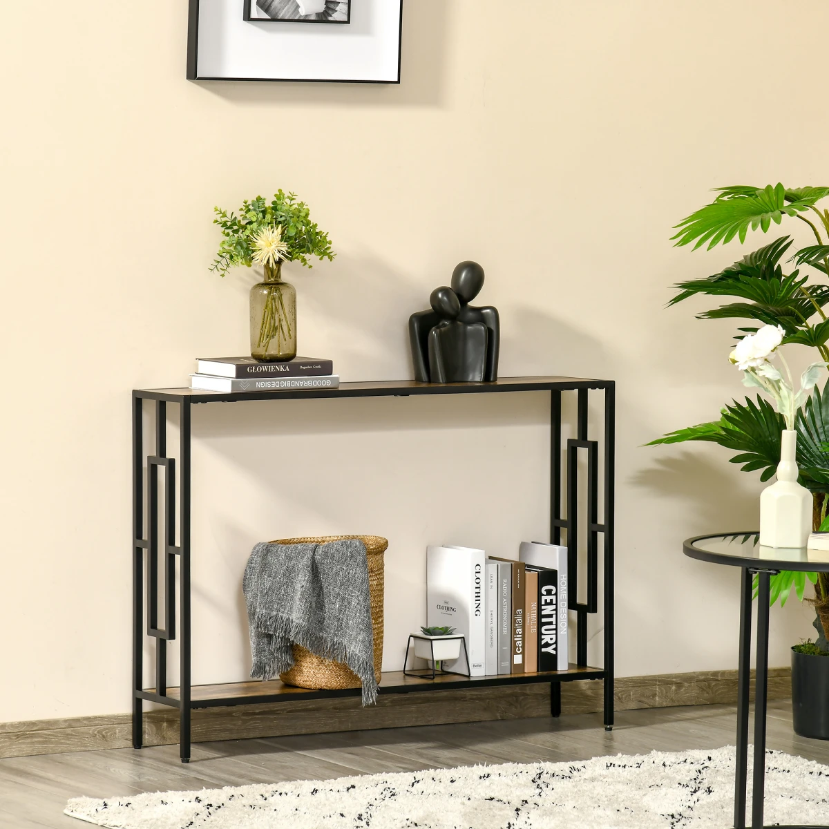 Industrial Console Desk Two Shelf Melamine Office by HOMCOM