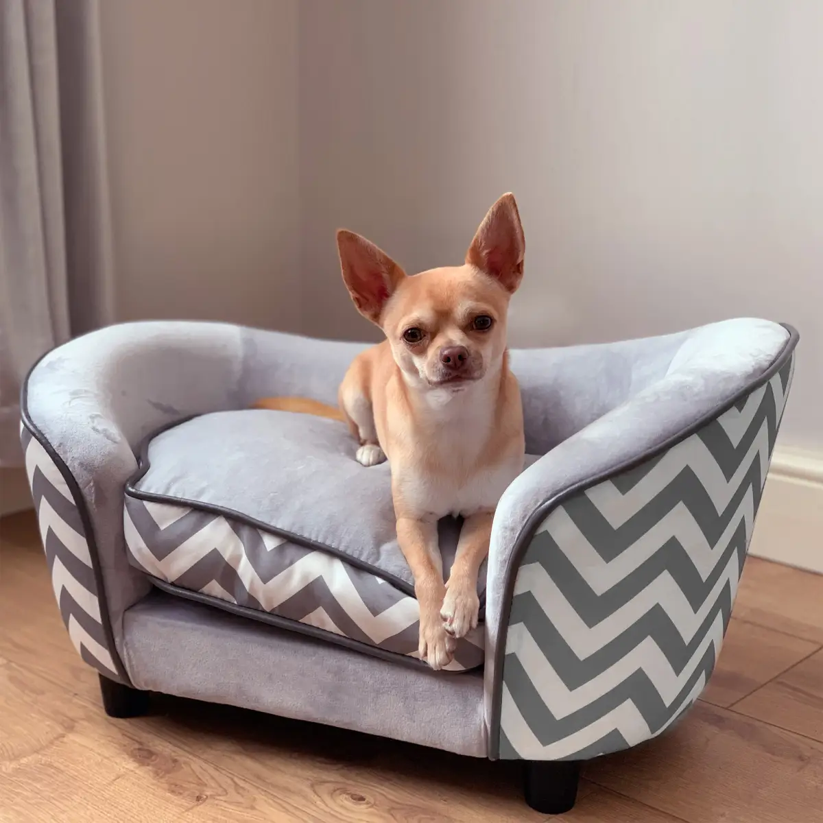 PawHut PawHut Dog Sofa Pet Couch for XS Dogs with Removable Sponge Padded Cushion Grey - Dog Beds