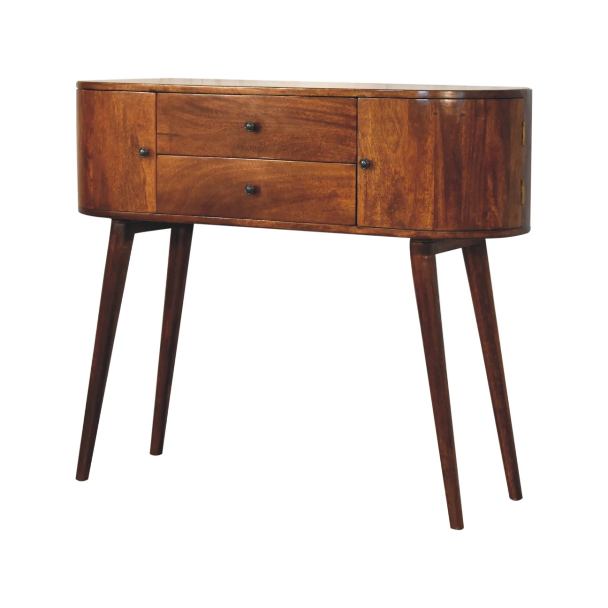 Artisan Solid Wood Grove Chestnut Console Table Slim Profile 2 Drawers 2 Cabinets Entryway by Artisan Furniture