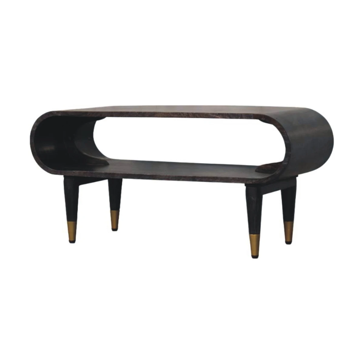 Artisan Furniture Artisan Curved Media Console 1 Slot Brass Accents For Living Room Storage And Display - TV Unit