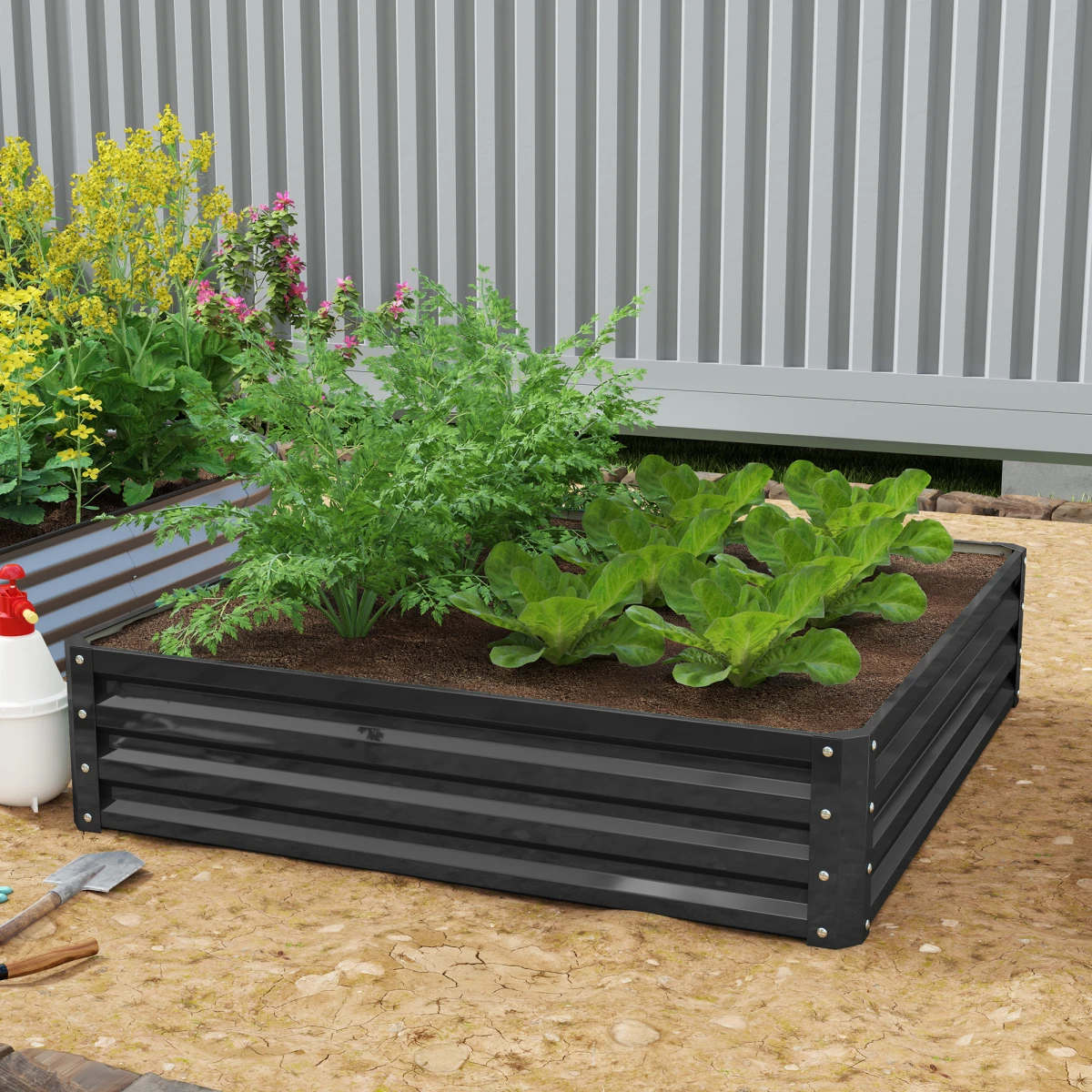 Sturdy Raised Garden Bed 120x120cm Open Bottom for Gardeners by Outsunny