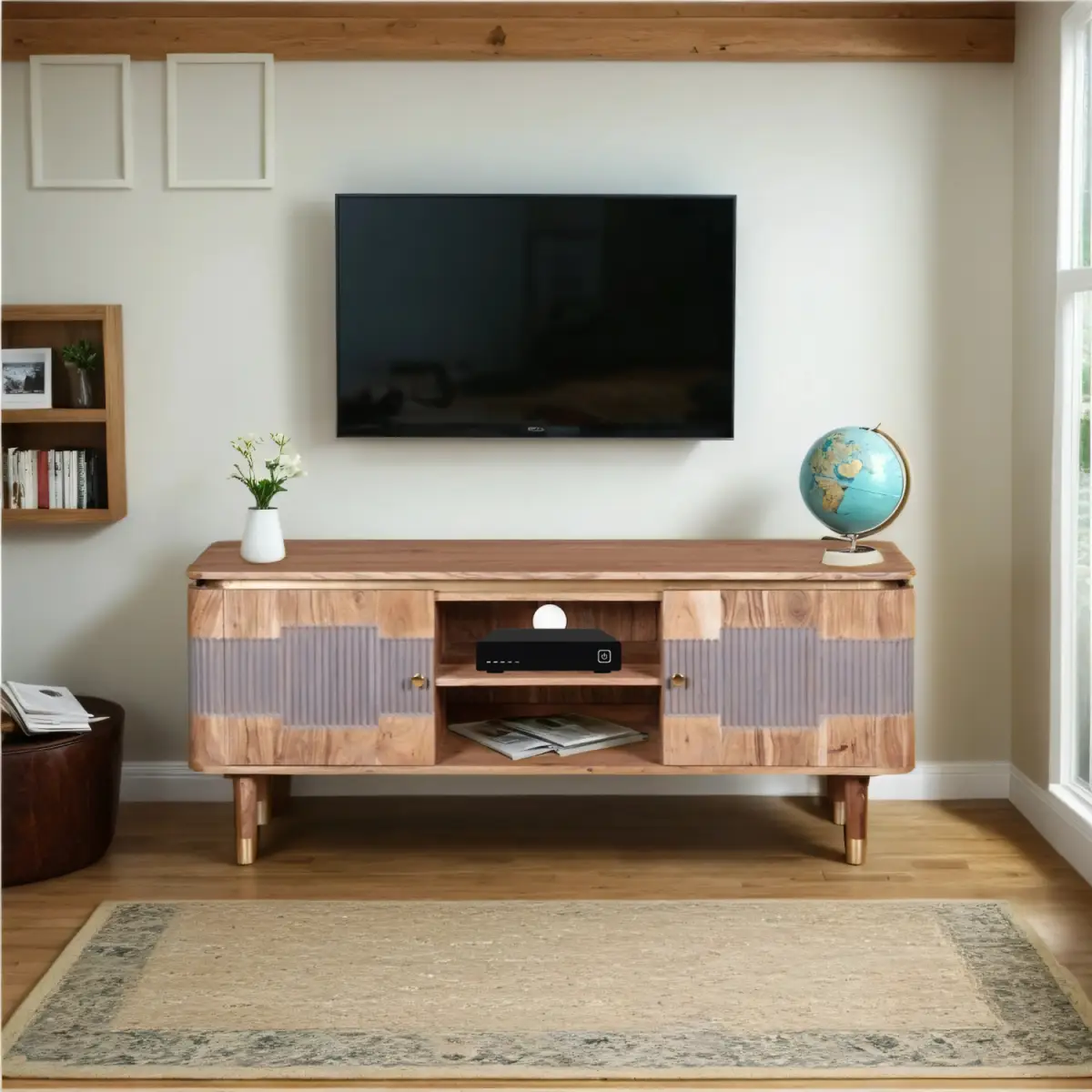 Living Room TV Unit Eco-Friendly Acacia Wood 45x36x17 cm