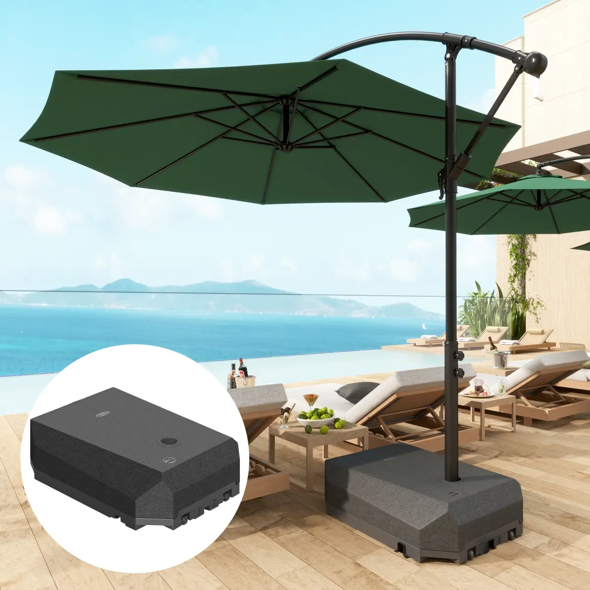 Outsunny Outsunny Cantilever Parasol Base for Banana Parasol w/ Wheels Water Sand Filled - Parasol
