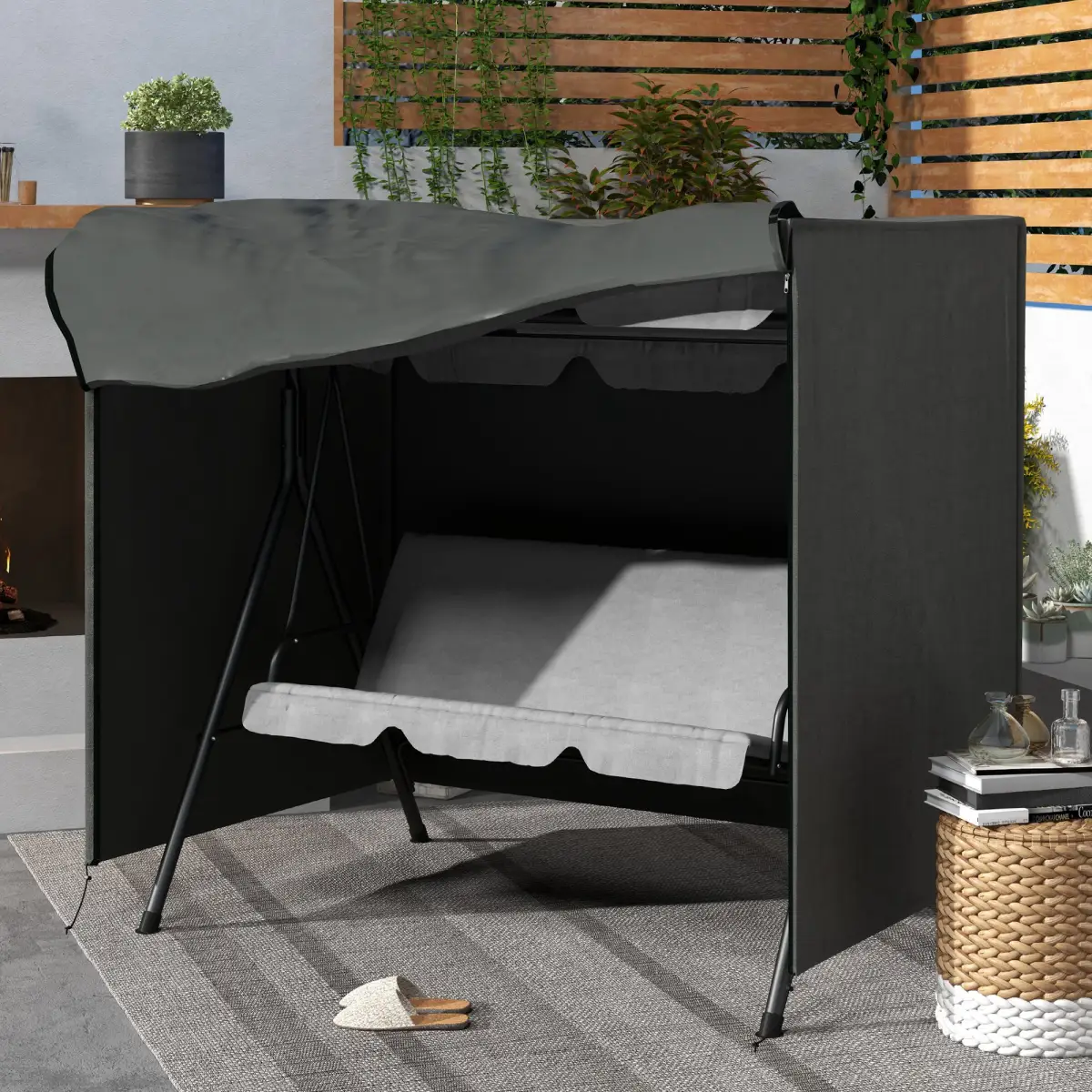 Outsunny Outsunny Garden Furniture Protector Patio Swing Chair Cover Large Outdoor Grey - Hammocks