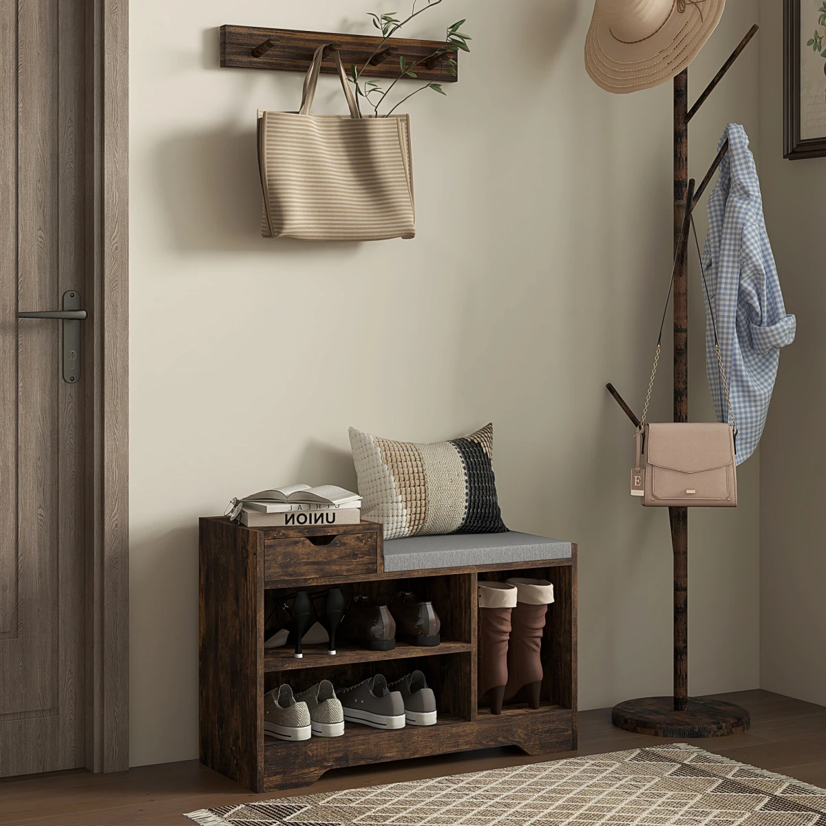 HOMCOM Shoe Bench Compact Drawer Entryway by HOMCOM