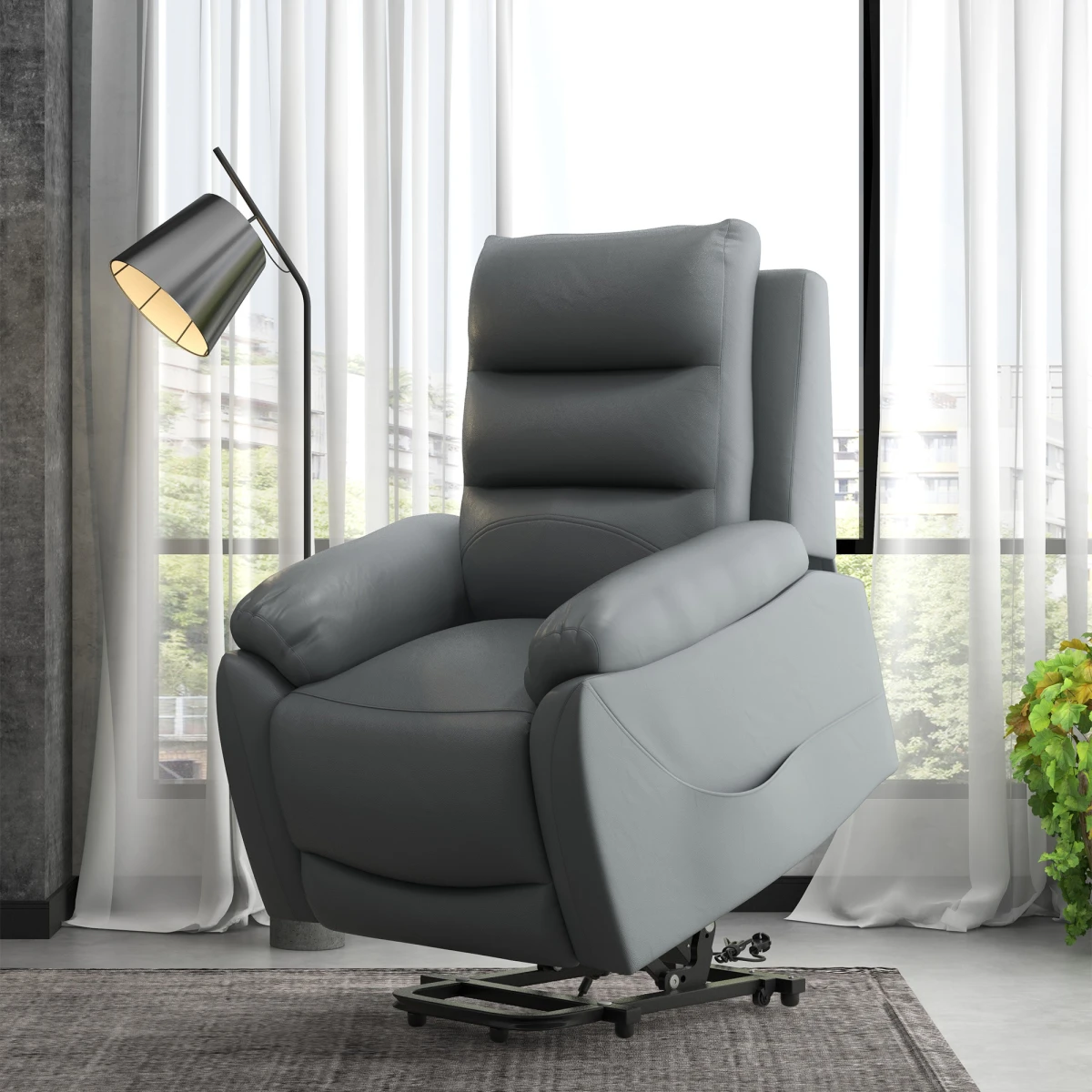 HOMCOM Power Lift Recliner Chair Standard Size Remote Control 135 Degree Recline For Living Room Grey by HOMCOM
