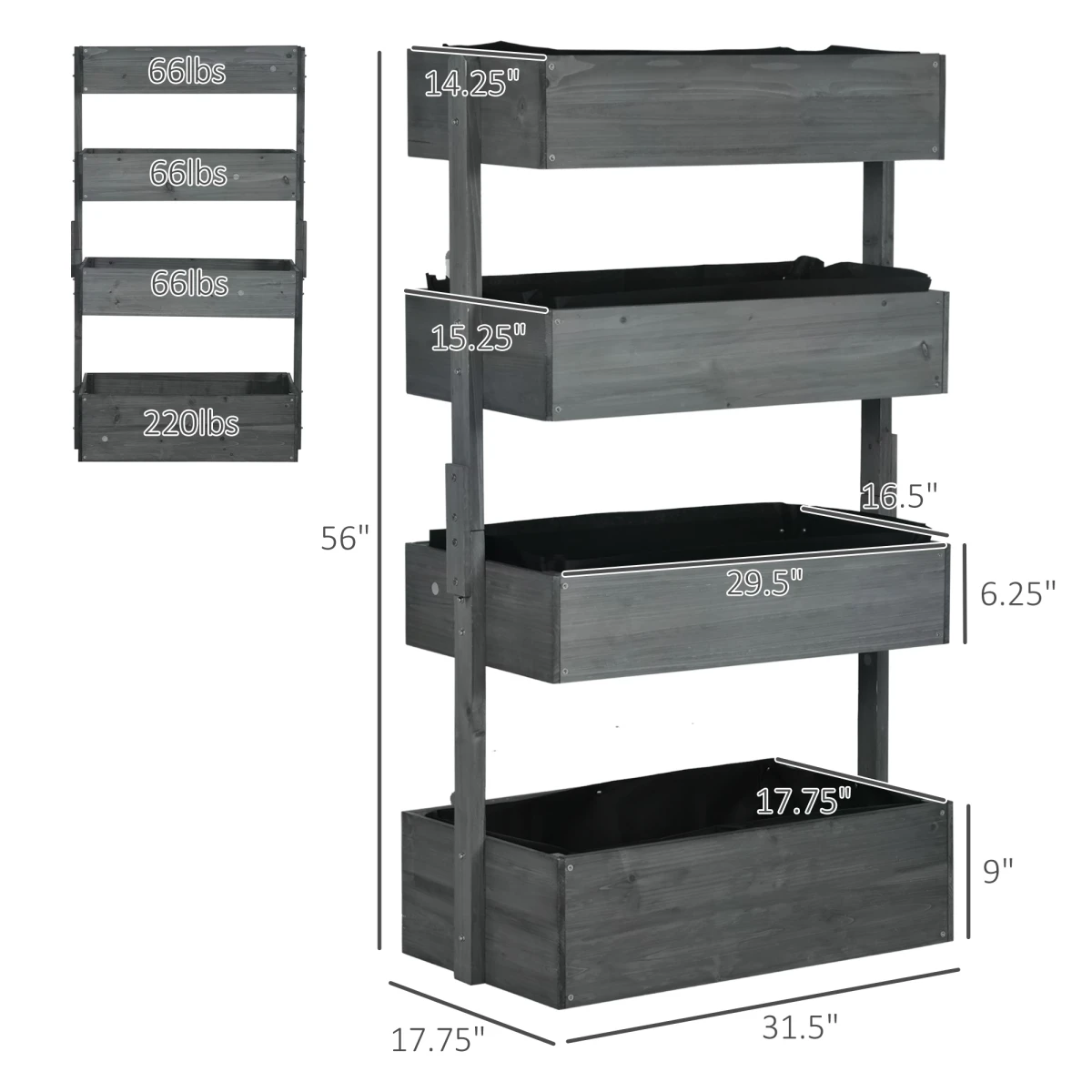 N/A Galvanized Garden Planter Tower 4 Tier Breathable Outdoor - Planters