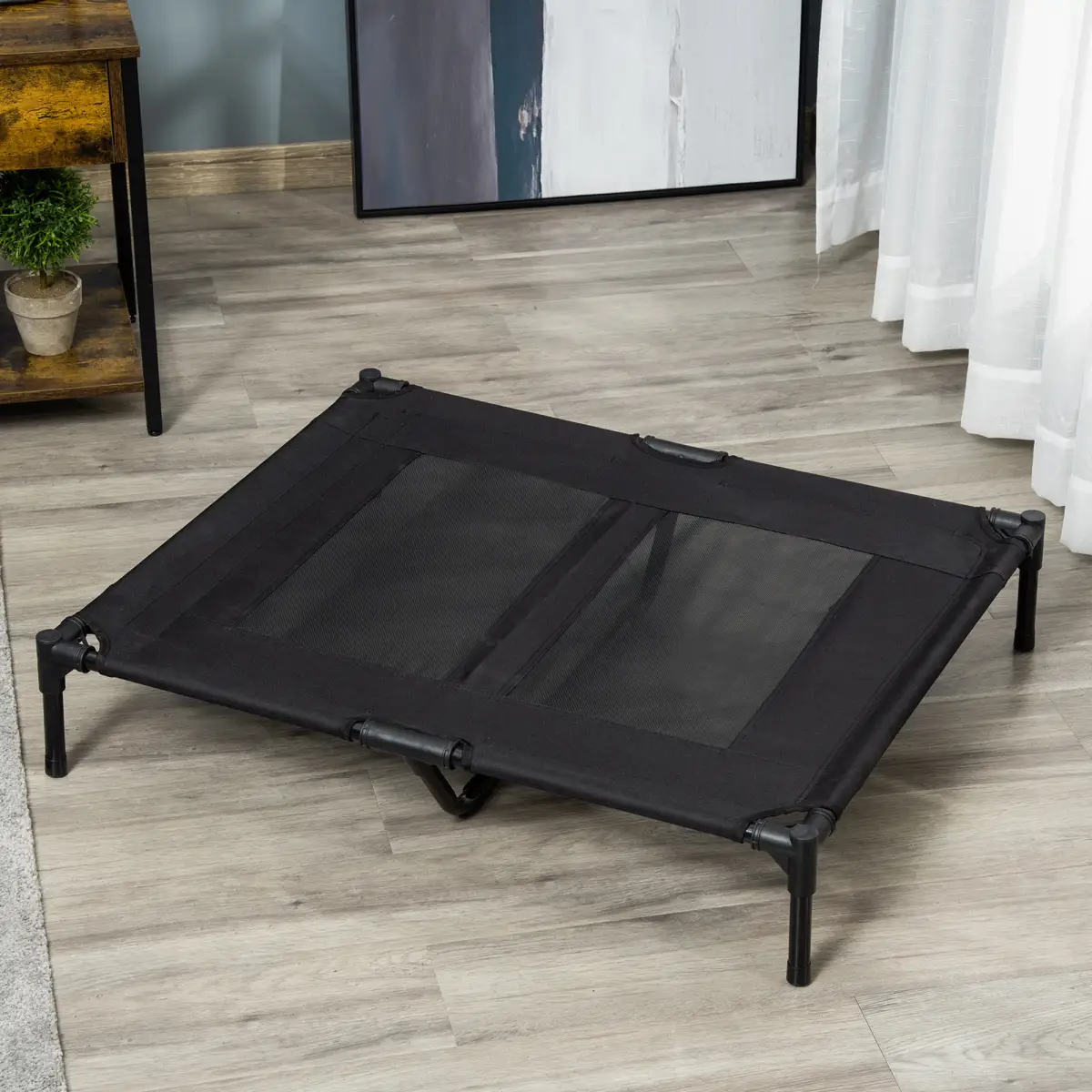 PawHut PawHut Large Pet Cot Portable Dog Cat Sleep Bed Elevated Camping Outdoor Black - Dog Beds