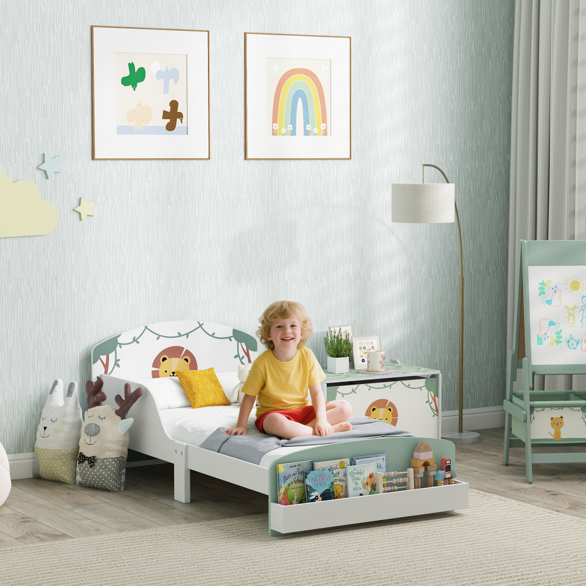 AIYAPLAY Toddler Bed, Lion-Themed Kids Bed Frame with Storage - from AIYAPLAY