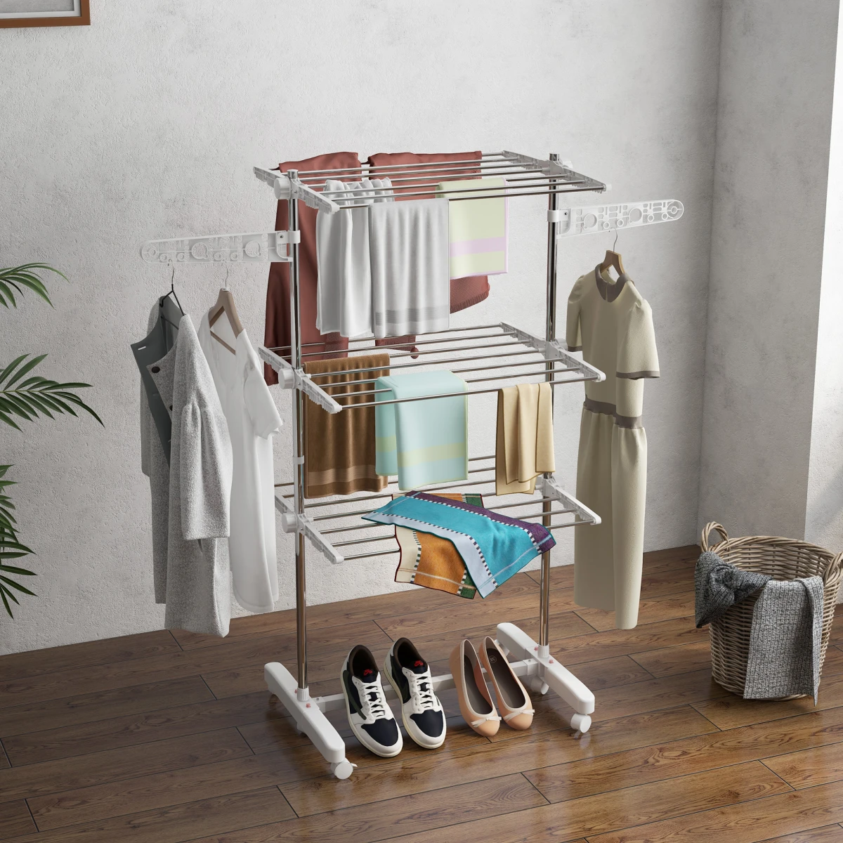 HOMCOM HOMCOM Clothes Airer 64.8cm Wide Three Layer Folding Indoor - Wardrobe