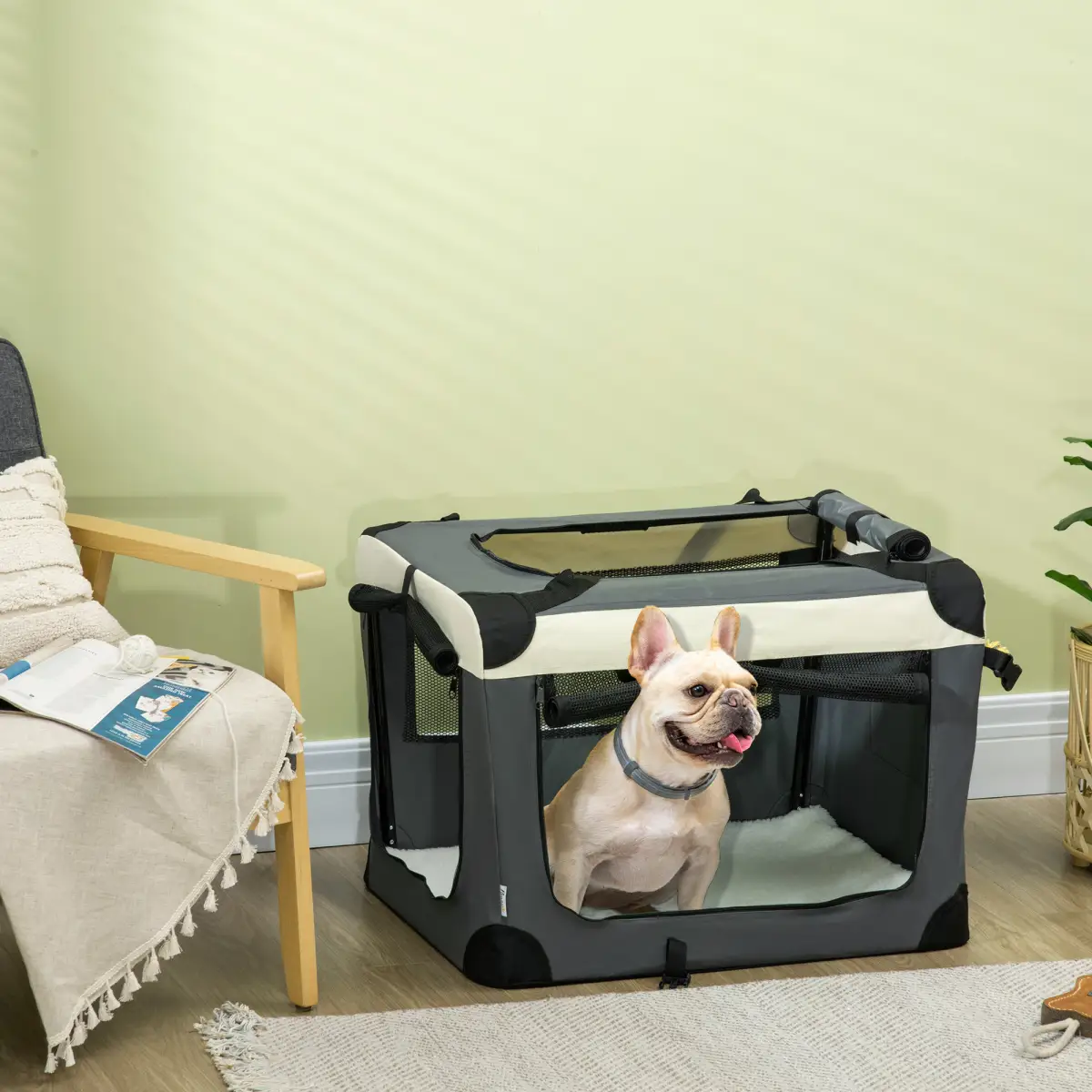 Unbranded 70cm Foldable Pet Carrier w/ Cushion for Mini Dogs and Cats - Grey Pawhut - Pet Carrier