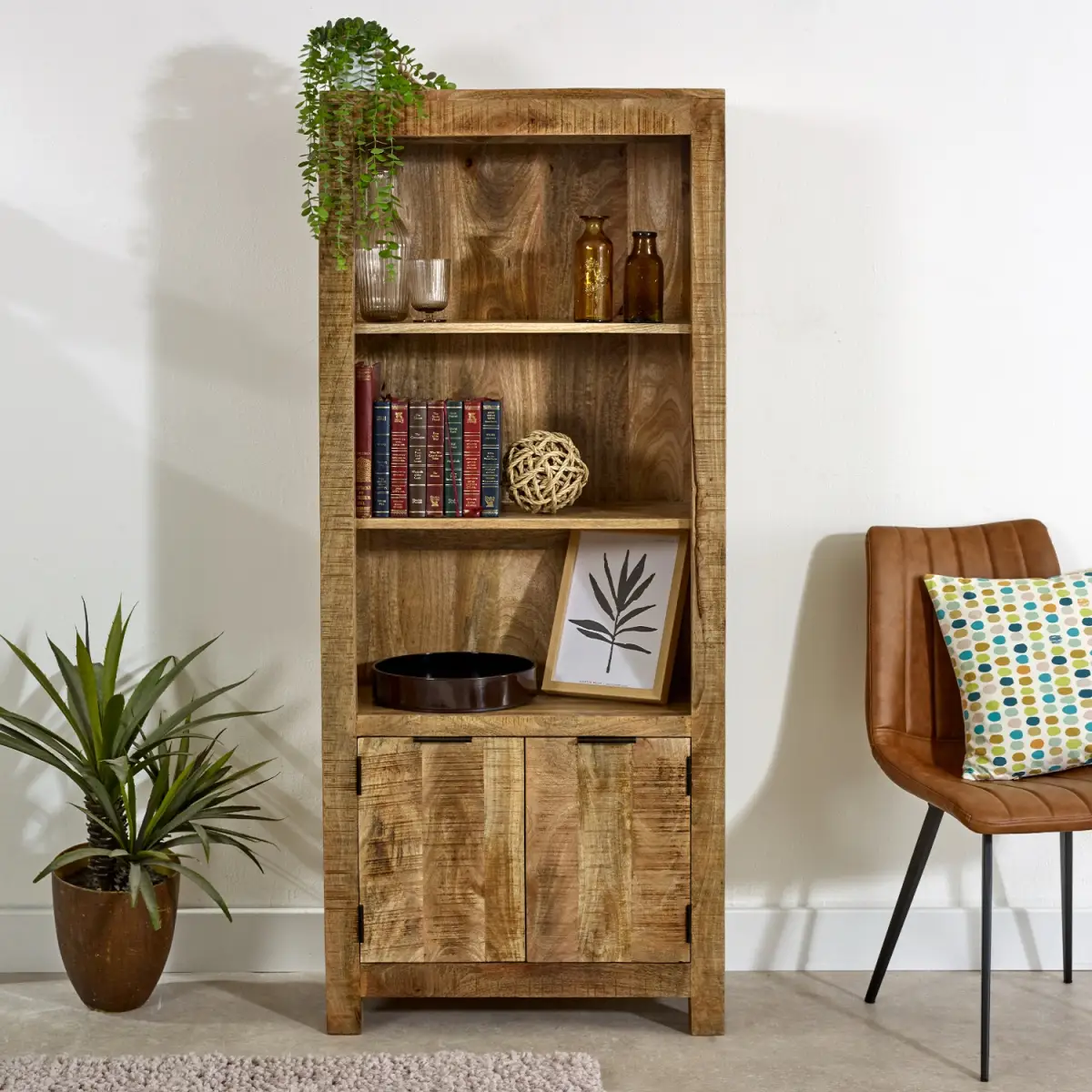 Indian Hub Surrey Solid Wood Bookcase With Doors - Bookcase