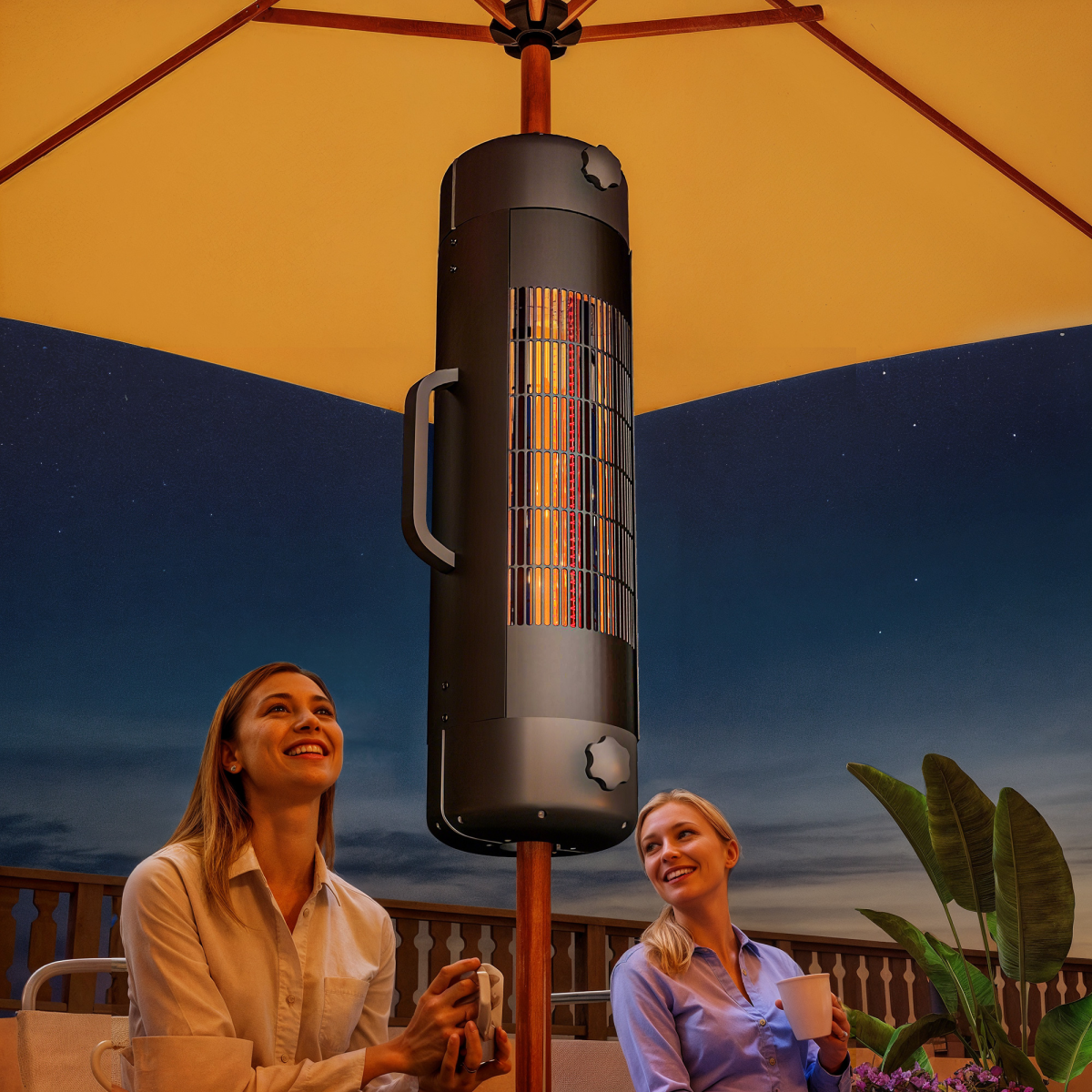 Outsunny Outsunny Electric Parasol Mounted Patio Heater, Outdoor Heater w/ 2 Setting - Parasol