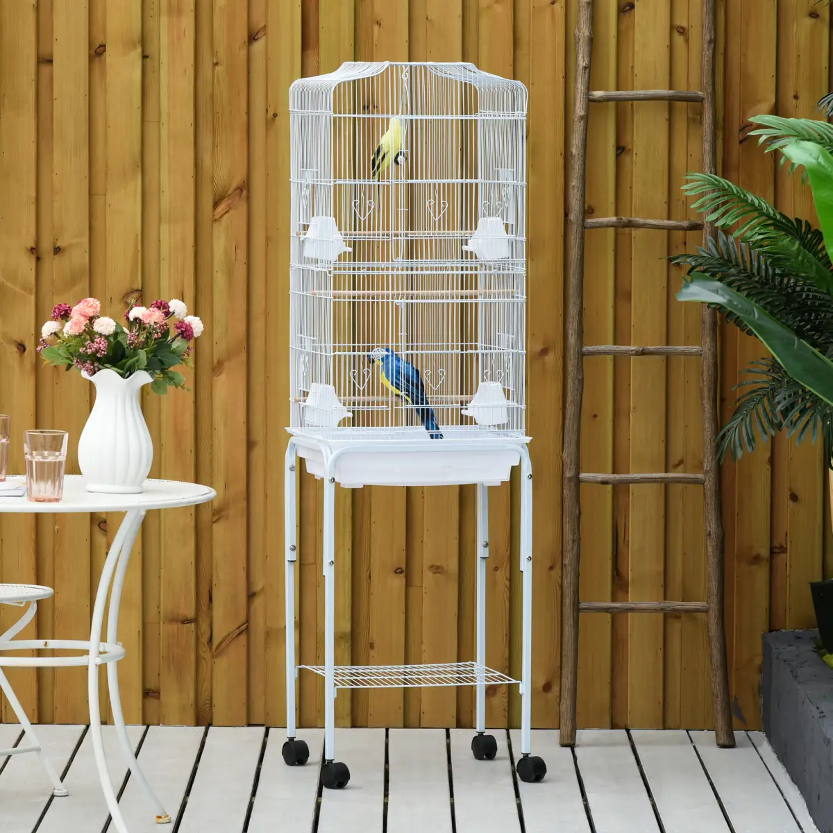 Unbranded Bird Cage for Budgie Finch Canary Parakeet W/ Stand Sliding Tray White Pawhut - Bird Cage