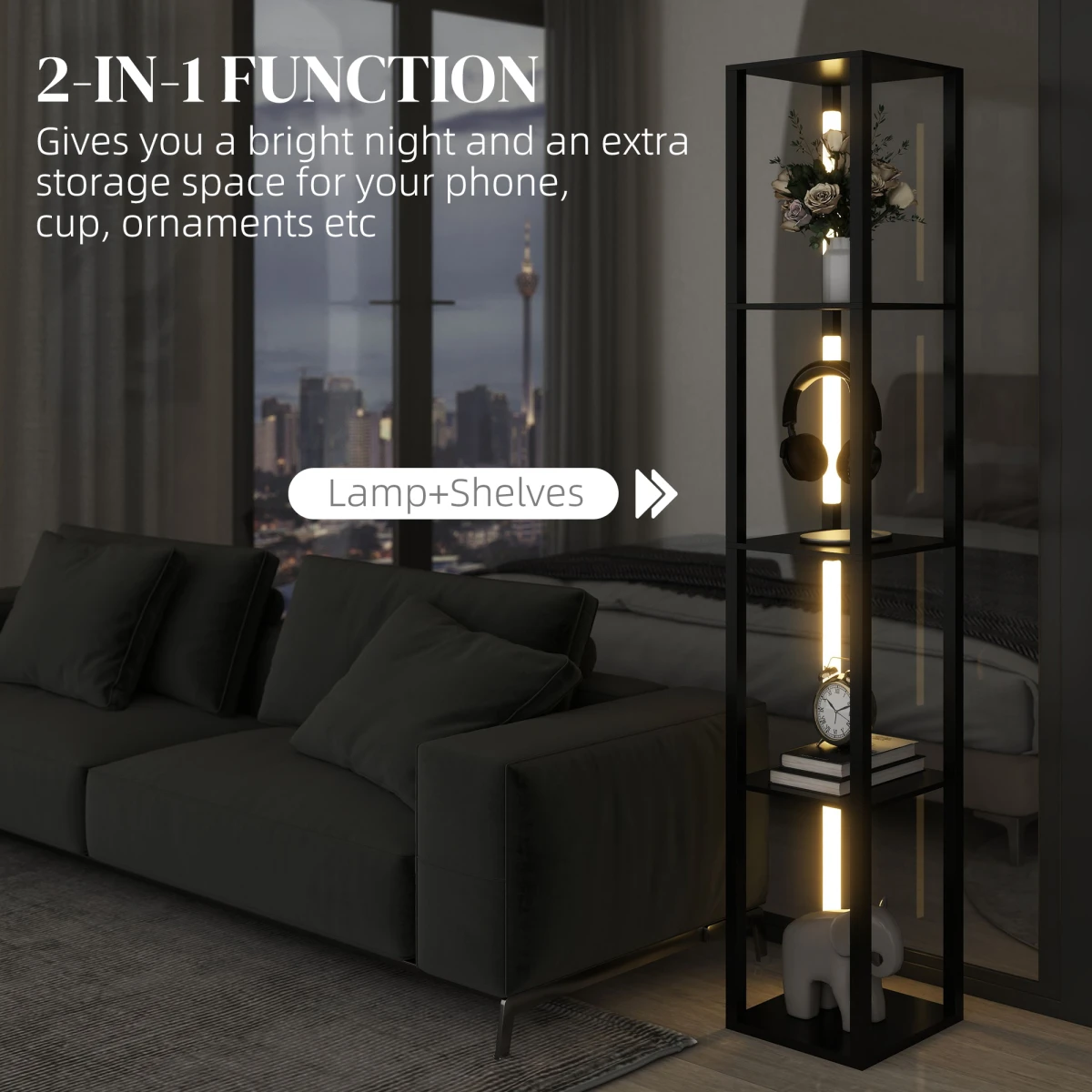 Premium Floor Lamp 4Tier Shelf Warm Glow Home by N/A