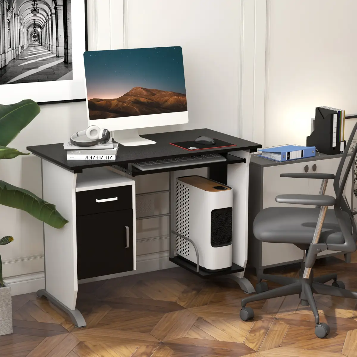 Unbranded Computer Desk Drawer PC Writing Wooden Workstation Keyboard Black HOMCOM - Desk