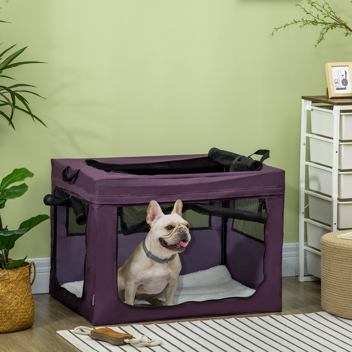 80cm Foldable Pet Carrier Cat Bag w/ Cushion, for Small, Medium Dogs - Purple - from Unbranded